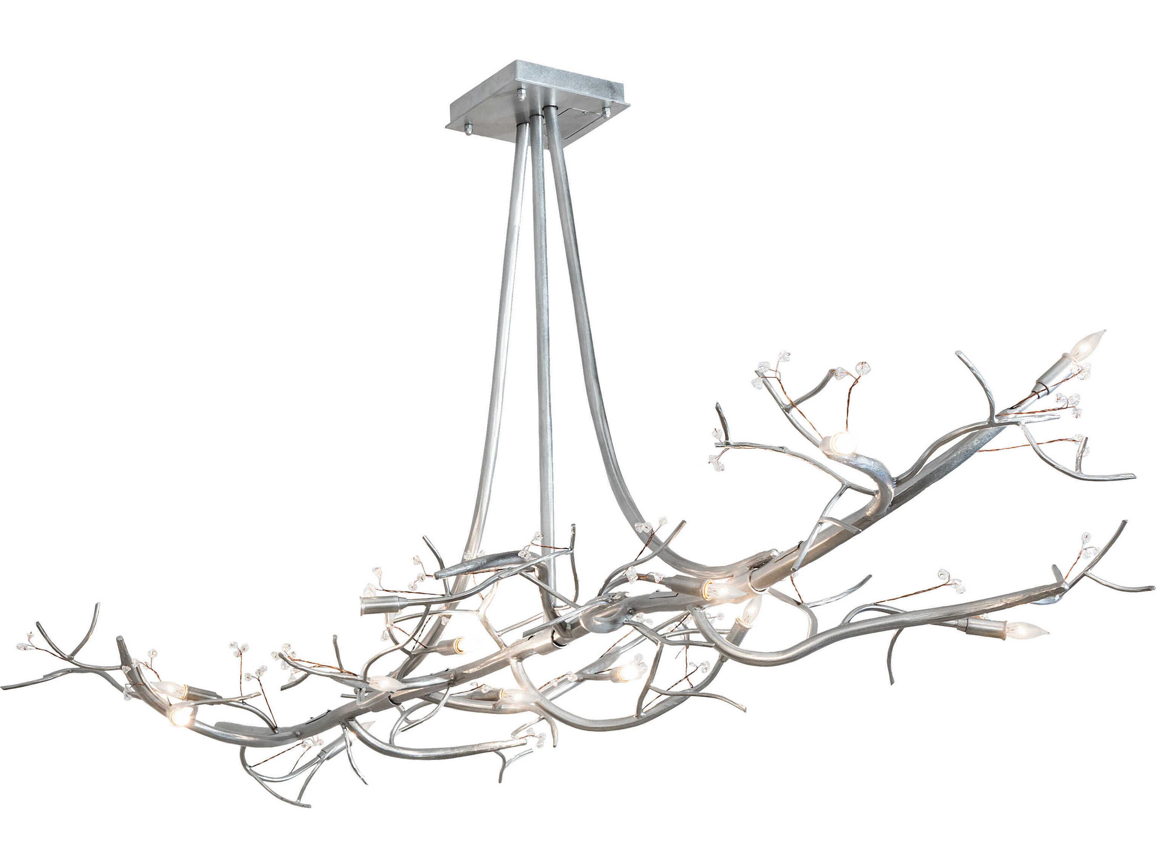 Winter Solstice 12-Light Nickel Glass Linear Island Pendant