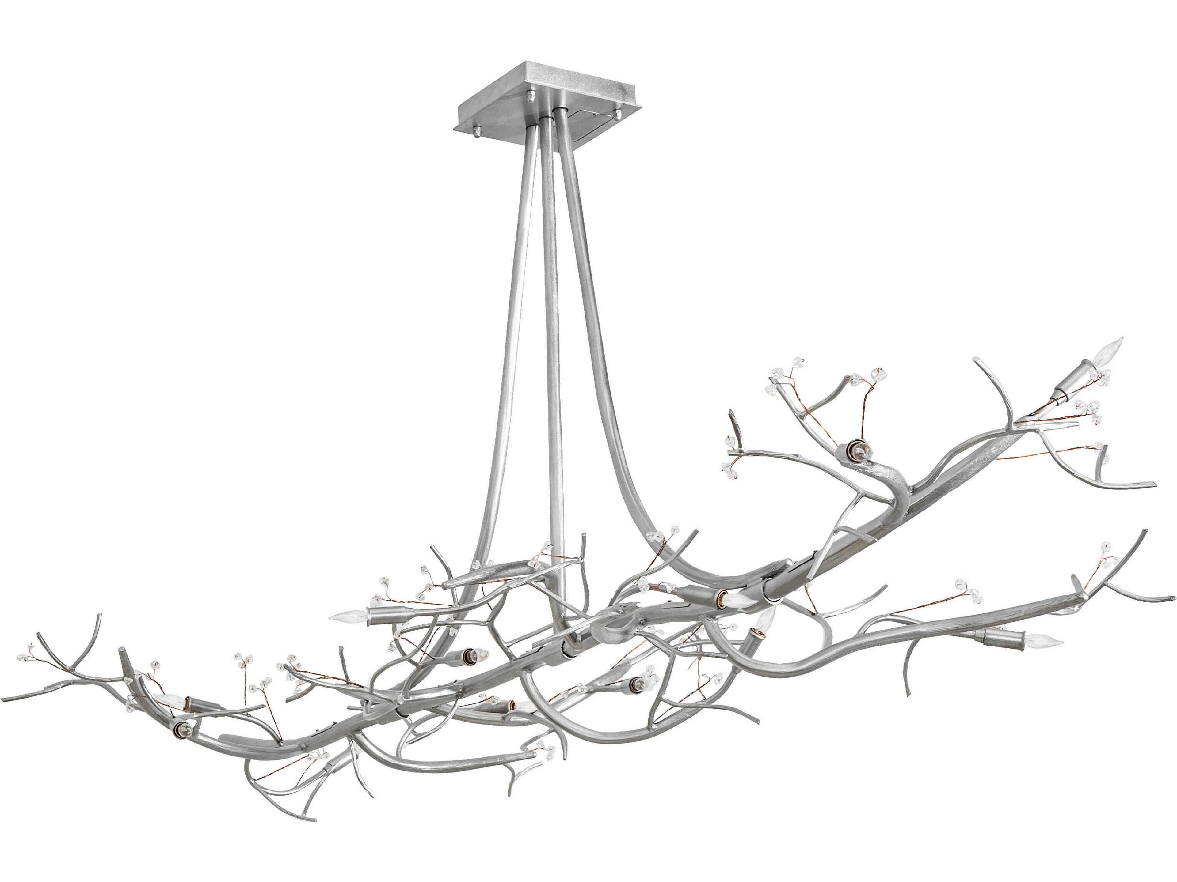 Meyda Winter Solstice 12-Light Nickel Glass Linear Island Pendant