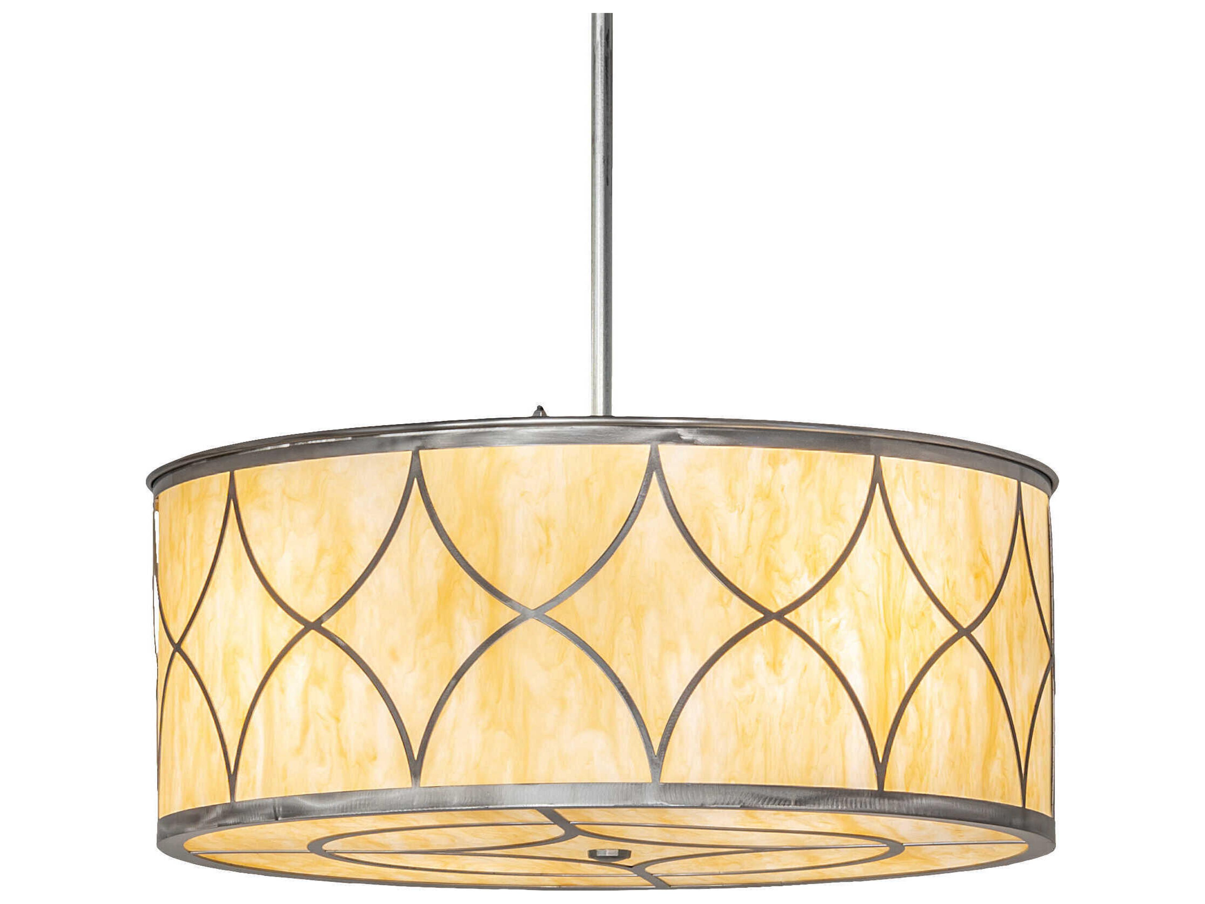 4-Light Steel Glass Drum Pendant