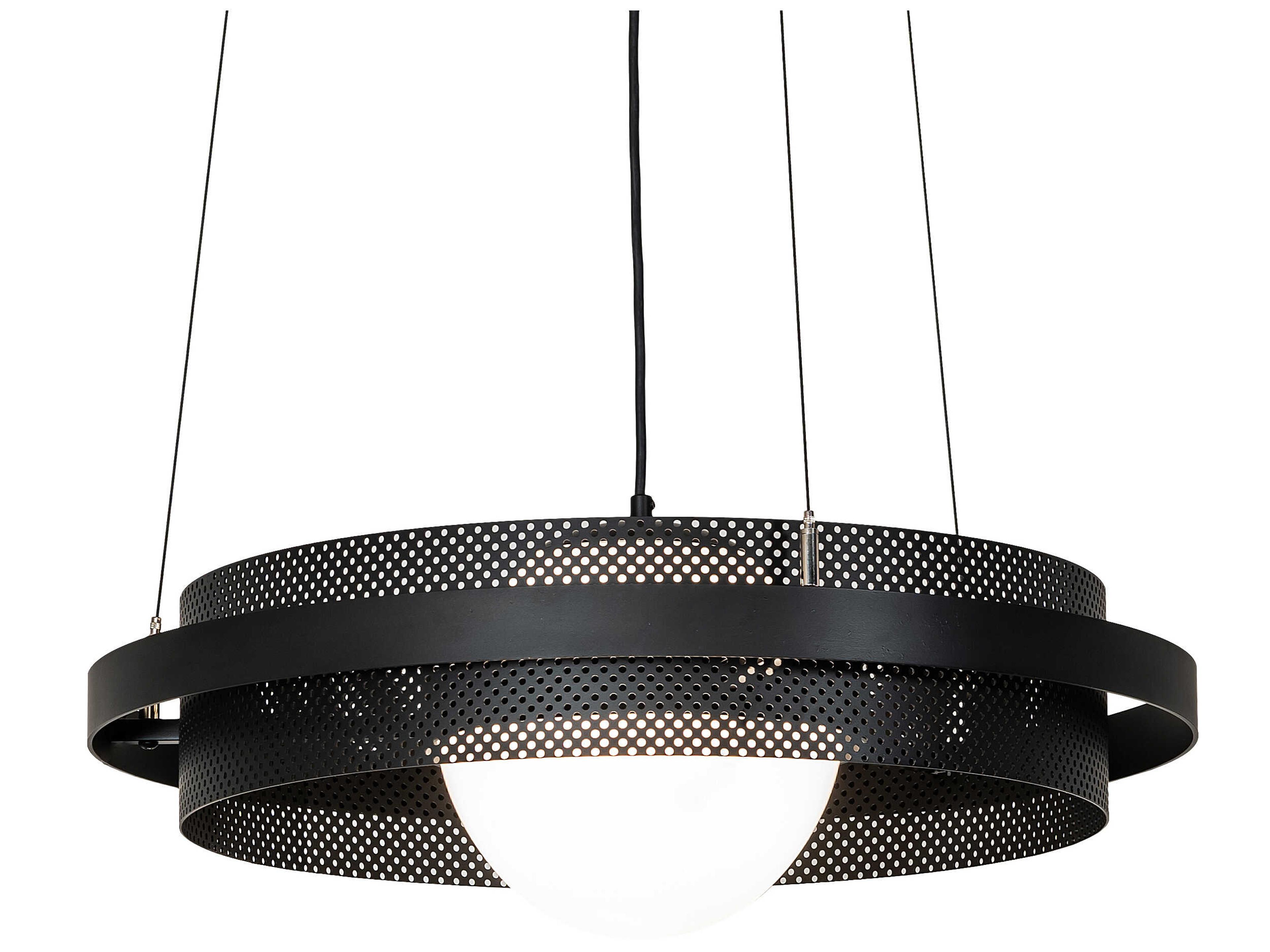 Meyda Bola 1-Light Solar Black Glass LED Globe Round Pendant