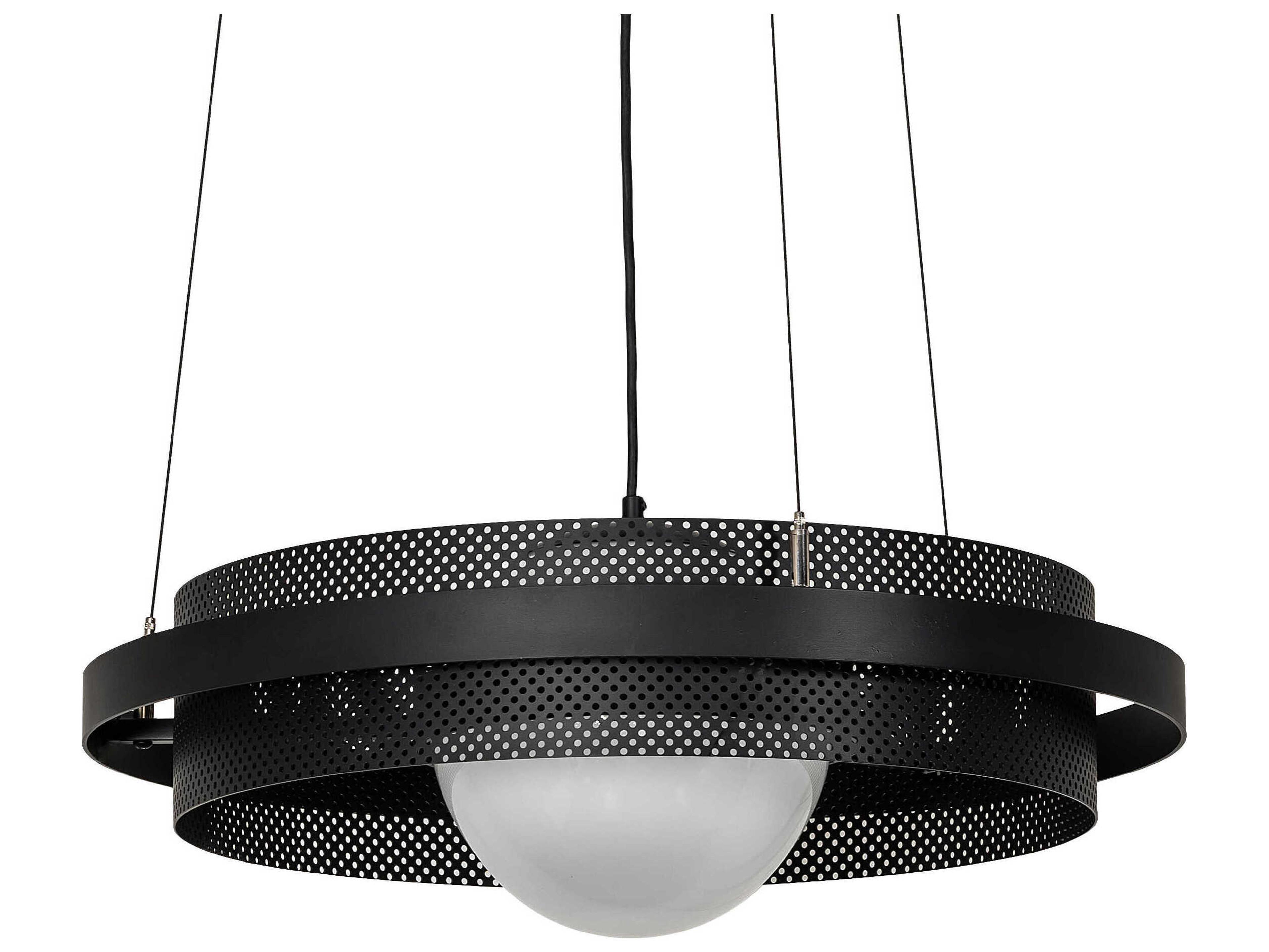 Meyda Bola 1-Light Solar Black Glass LED Globe Round Pendant