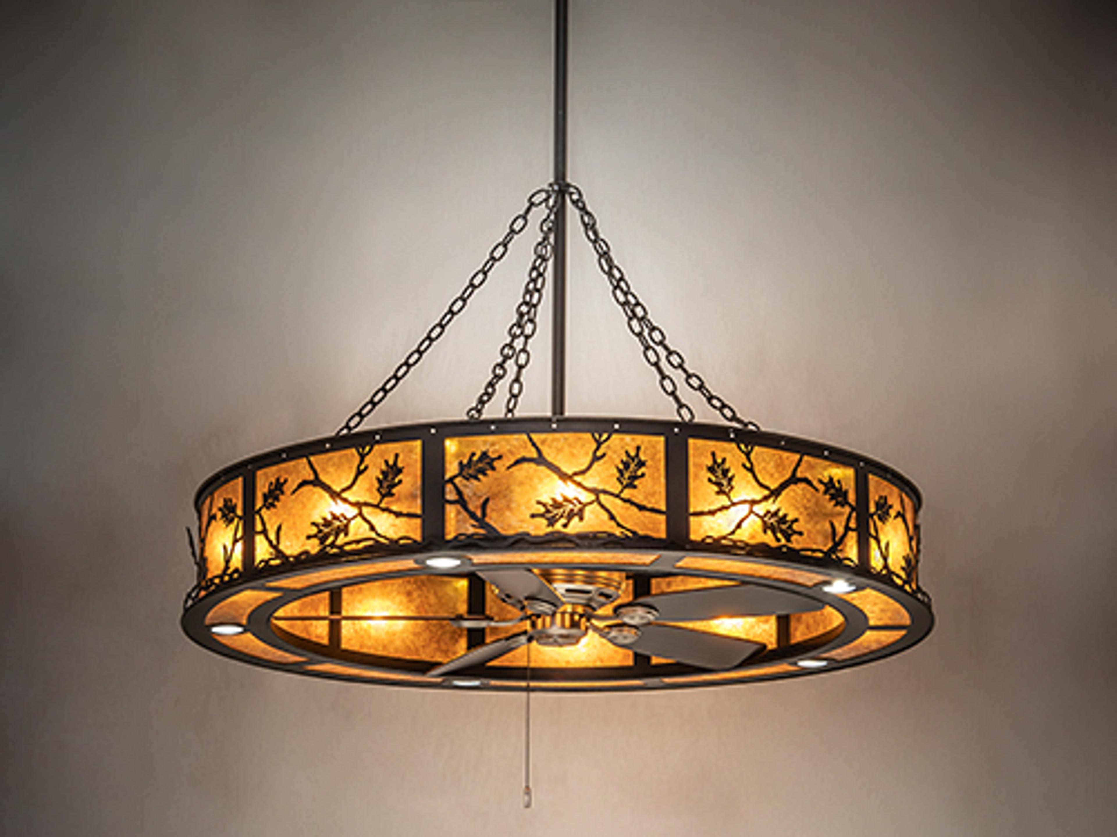 Oak Leaf Black / Amber Mica 56" Ceiling Fan