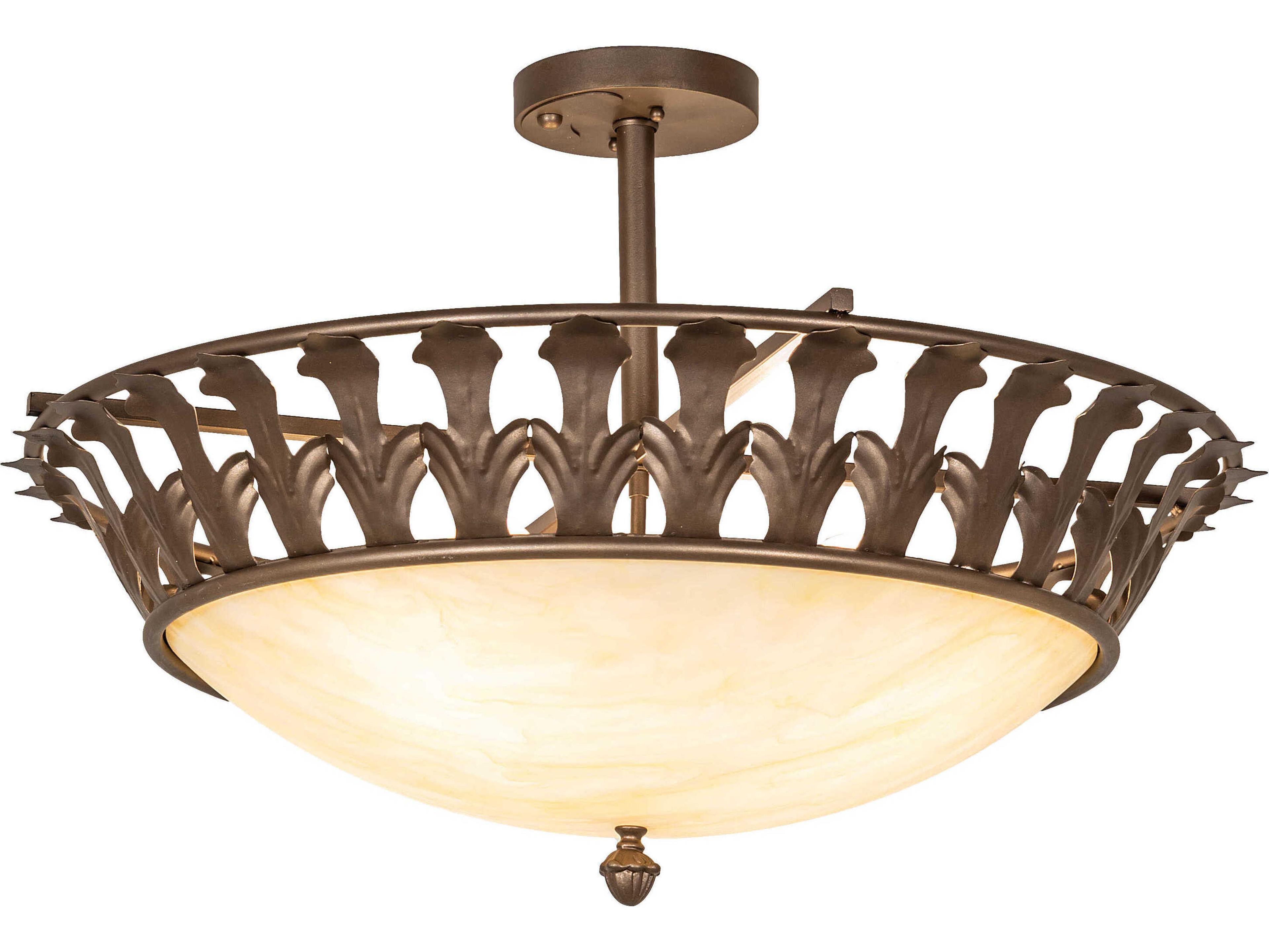 4-Light Bronze Glass Bowl Semi Flush Mount