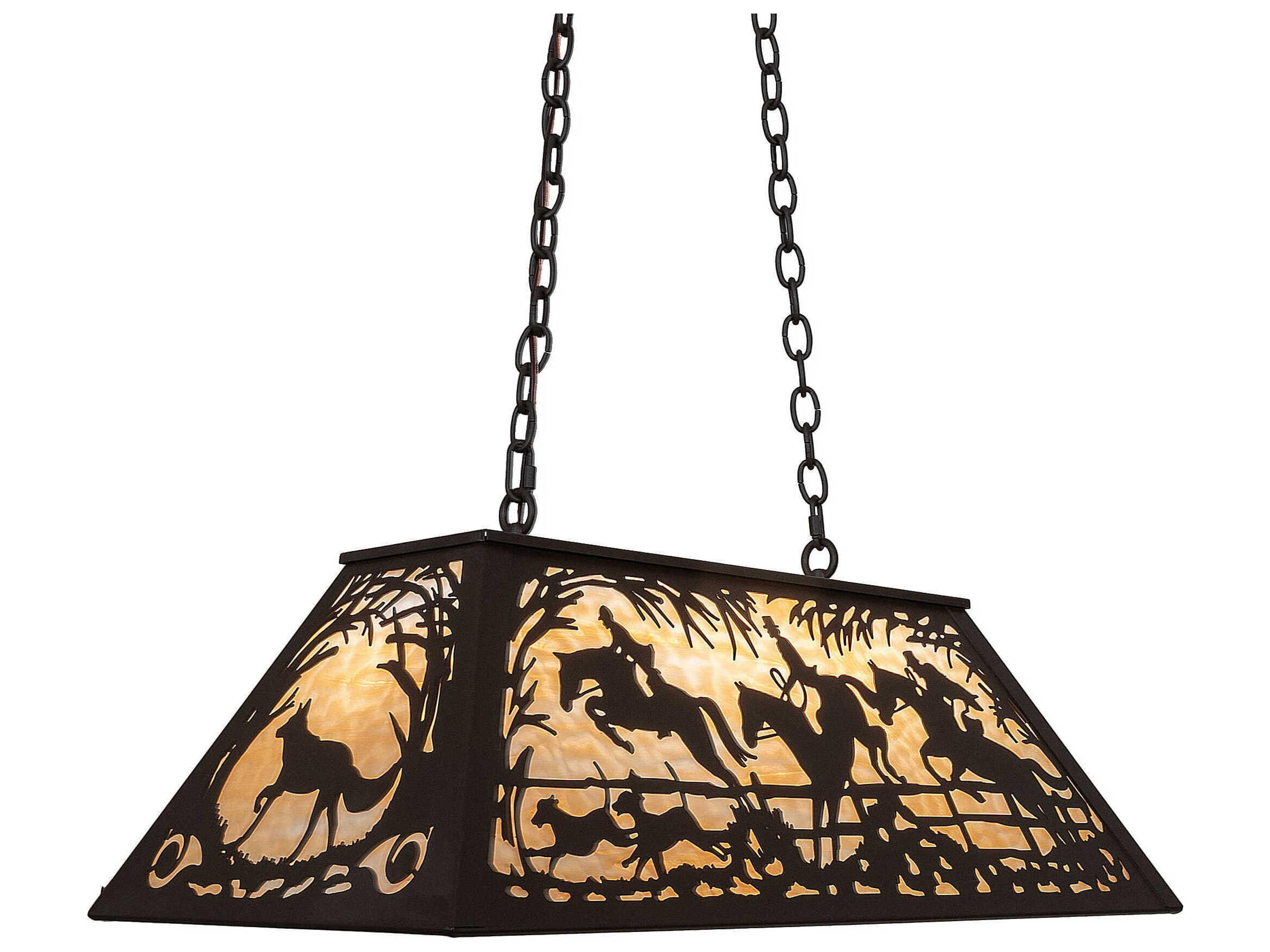 Fox Hunt 6-Light Oil Rubbed Bronze Glass Island Pendant