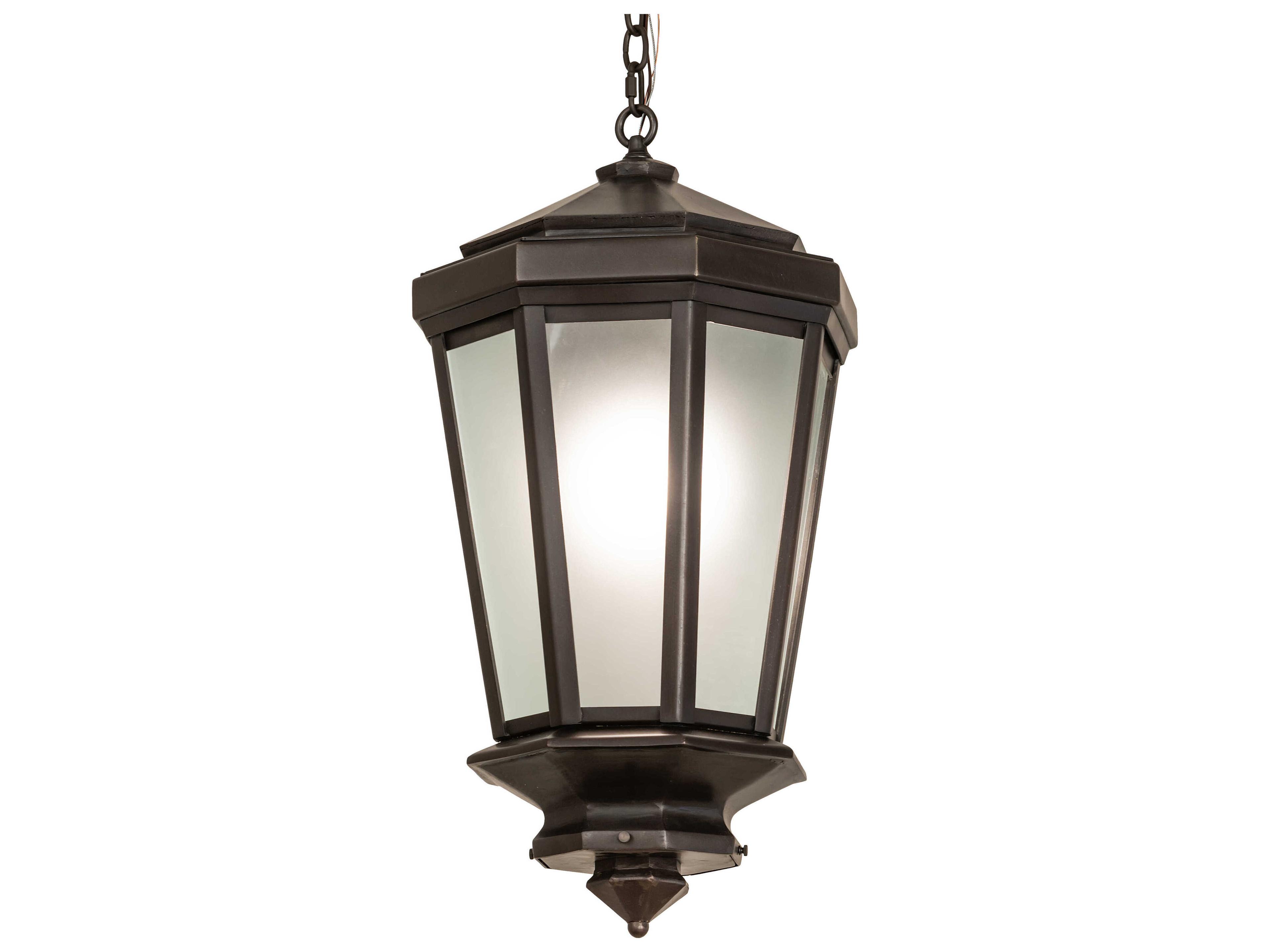 Wesleyan 1-Light Black Brass Glass Lantern Pendant