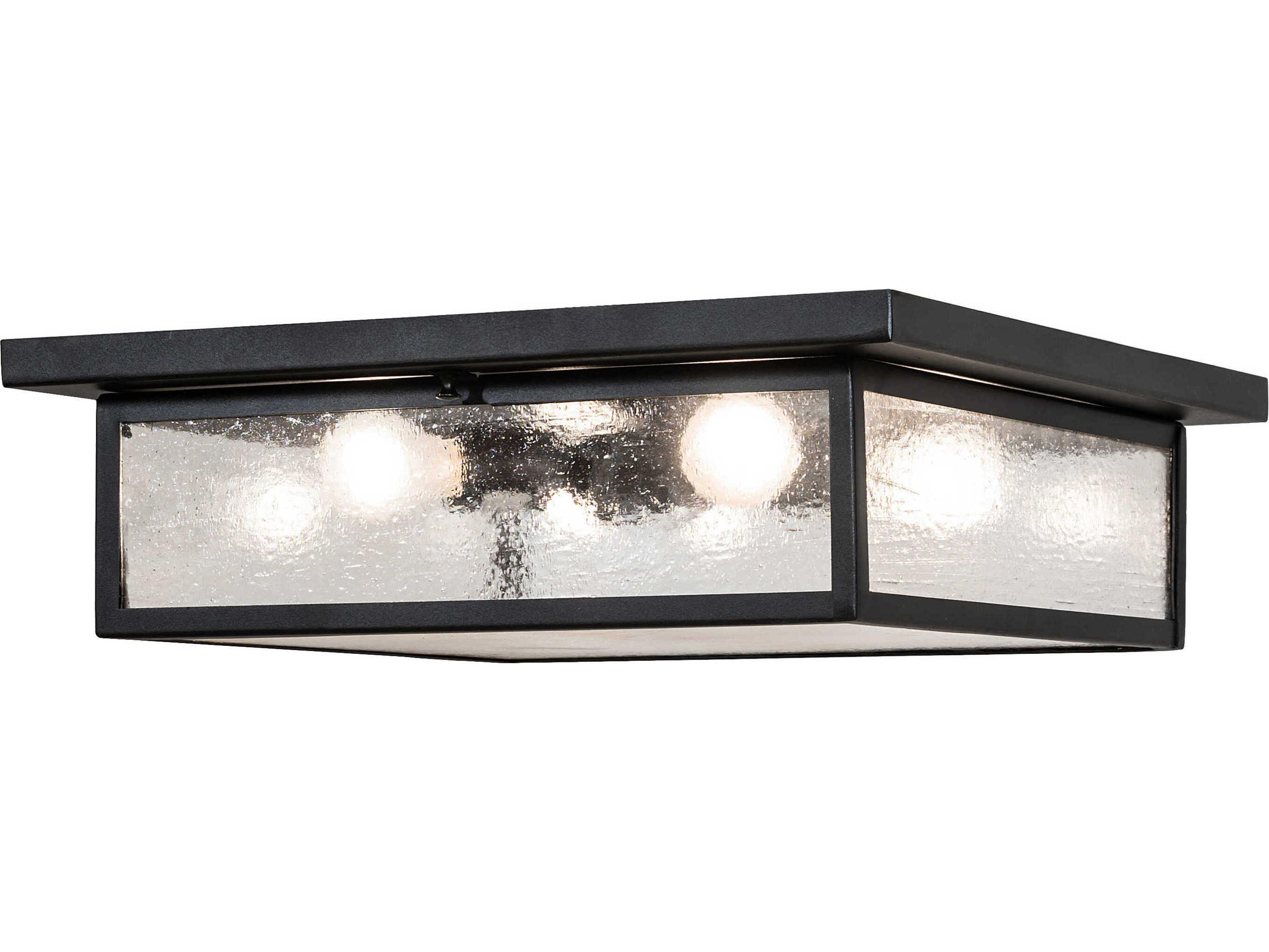 4-Light Textured Black Glass Flush Mount