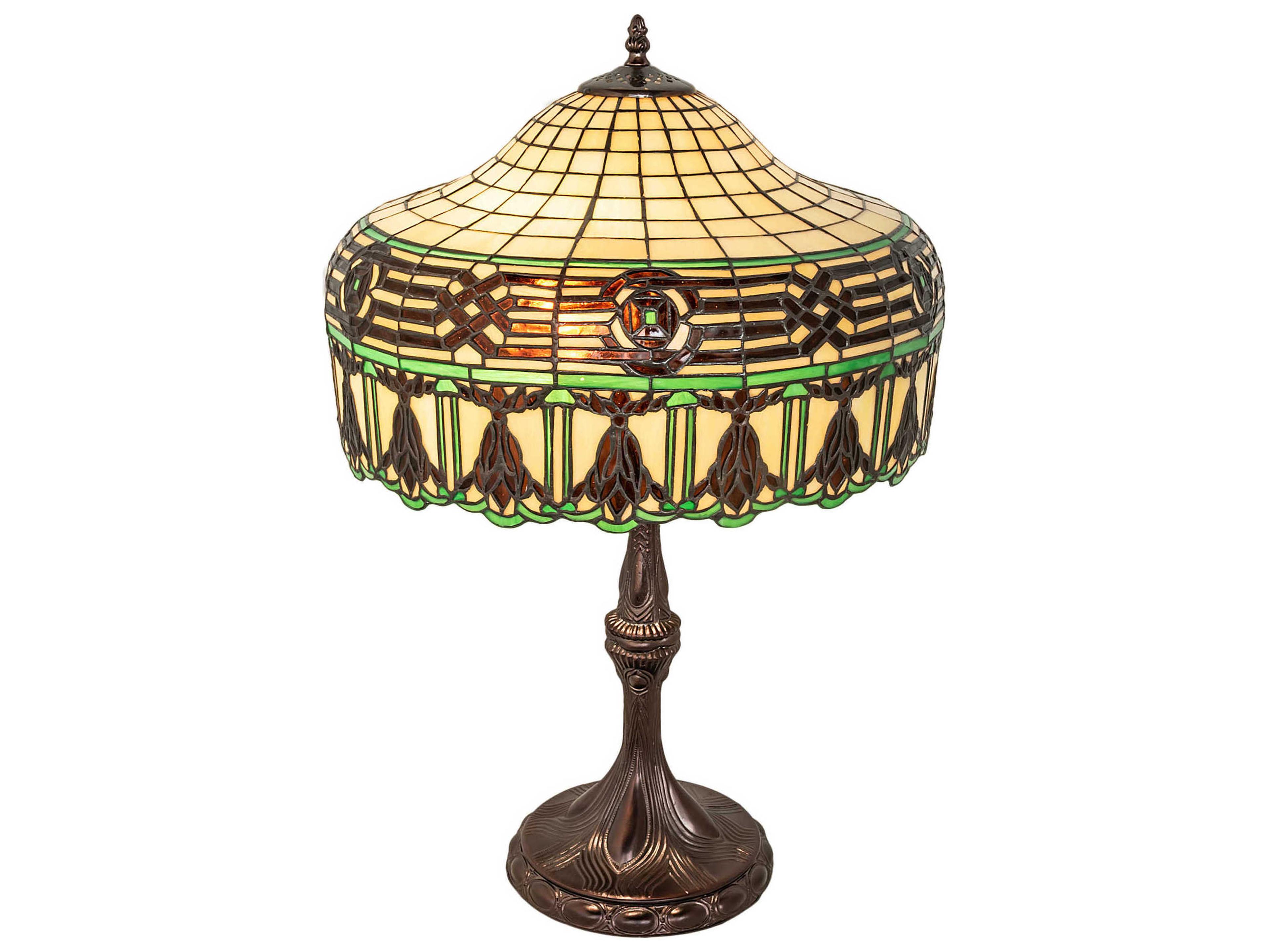 Meyda Gorham Mahogany Bronze Glass Tiffany Buffet Lamp