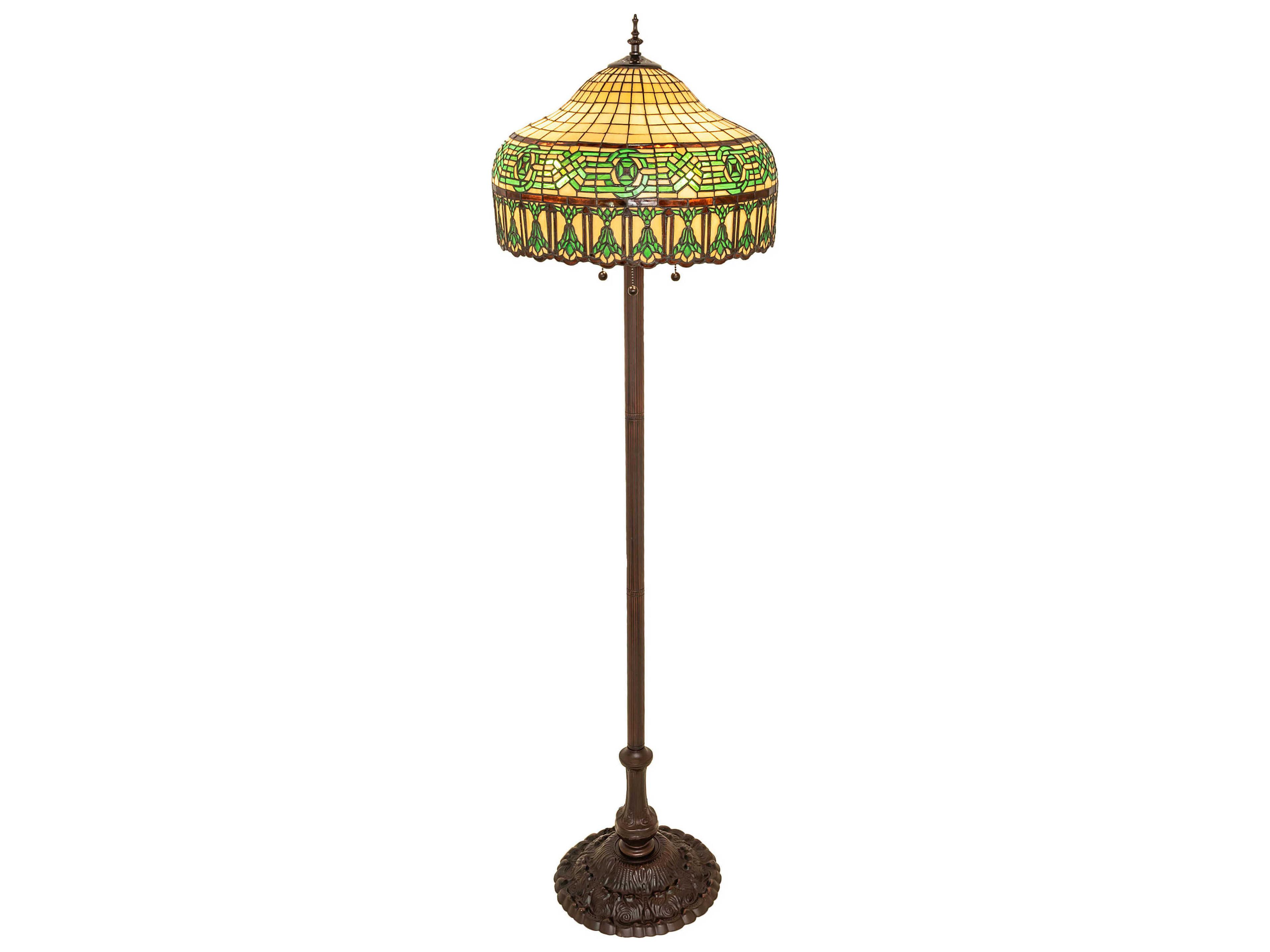 Gorham Mahogany Bronze Glass Tiffany Floor Lamp
