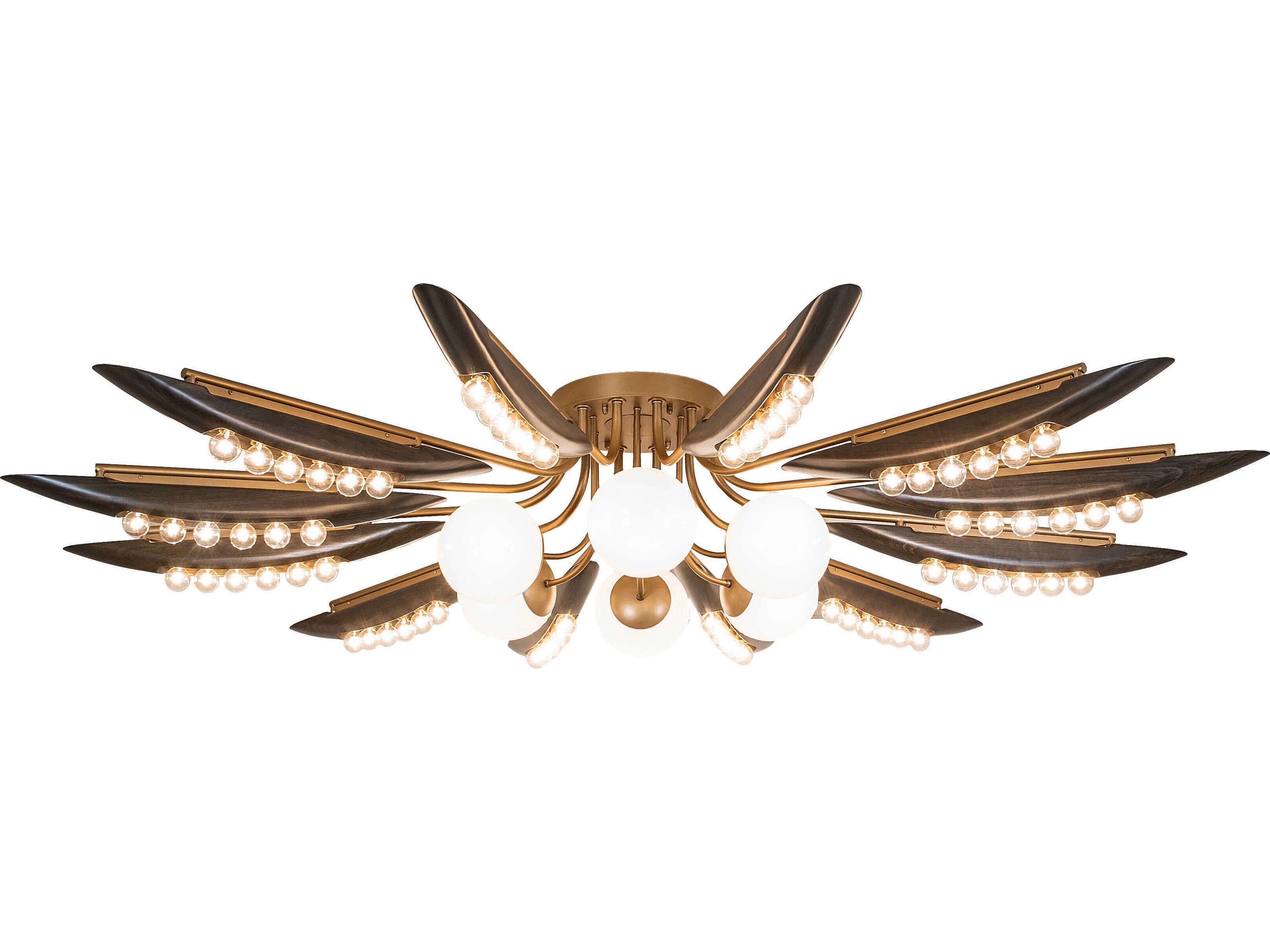 Gold Metallic Ebony Stain Semi Flush Mount