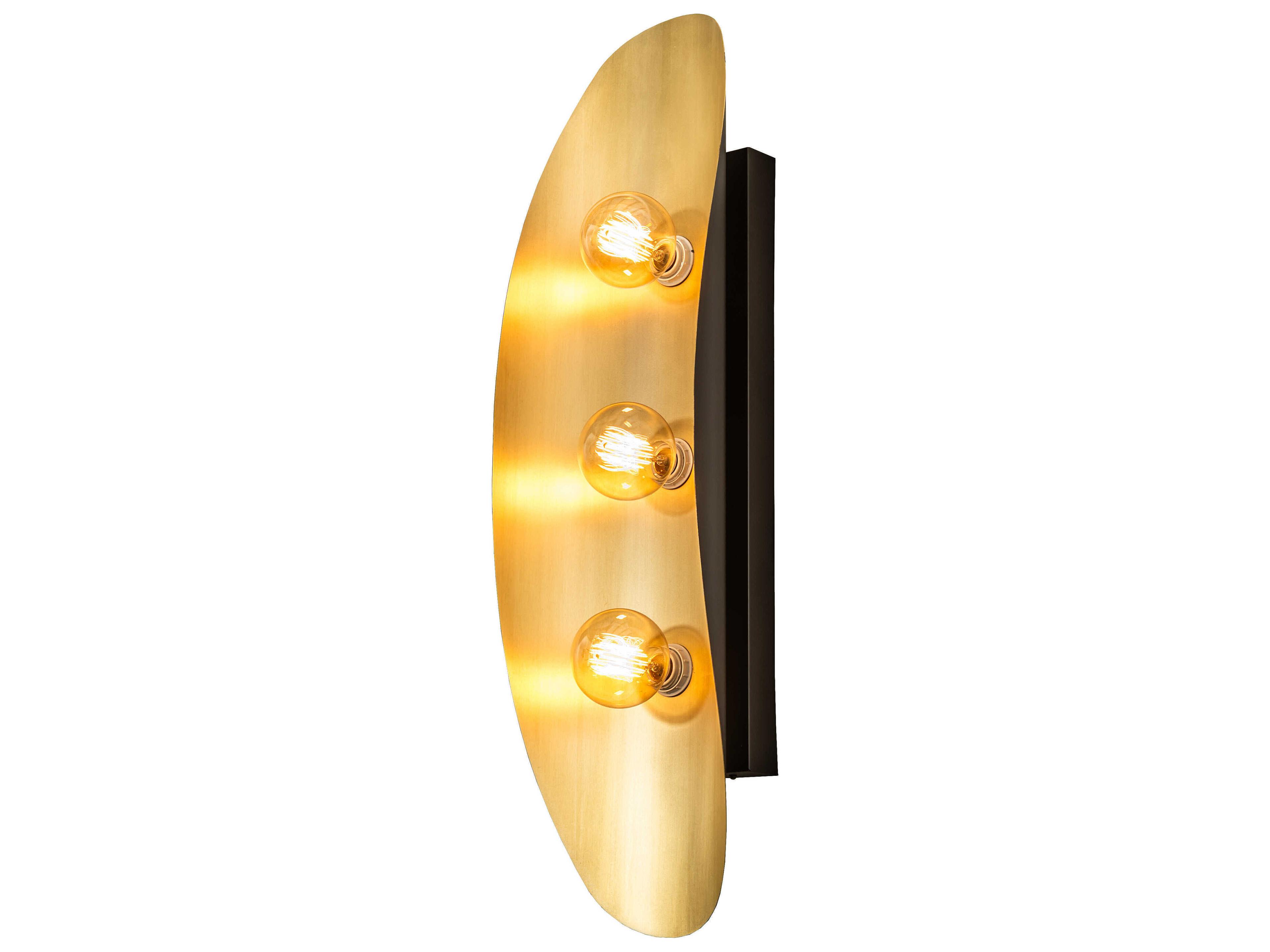3-Light Brushed Brass Craftsman Brown Wall Sconce