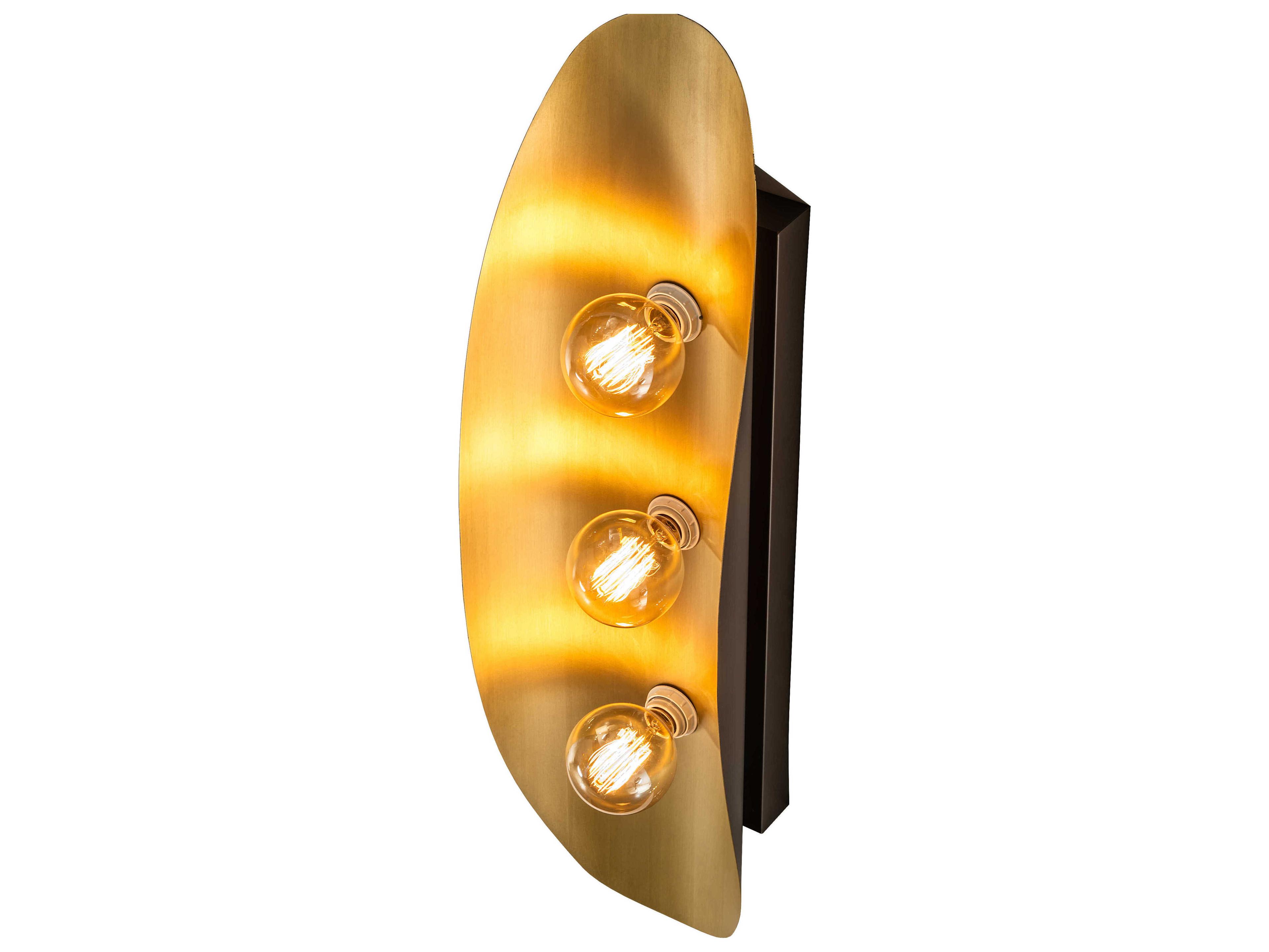 Meyda 3-Light Brushed Brass Craftsman Brown Wall Sconce