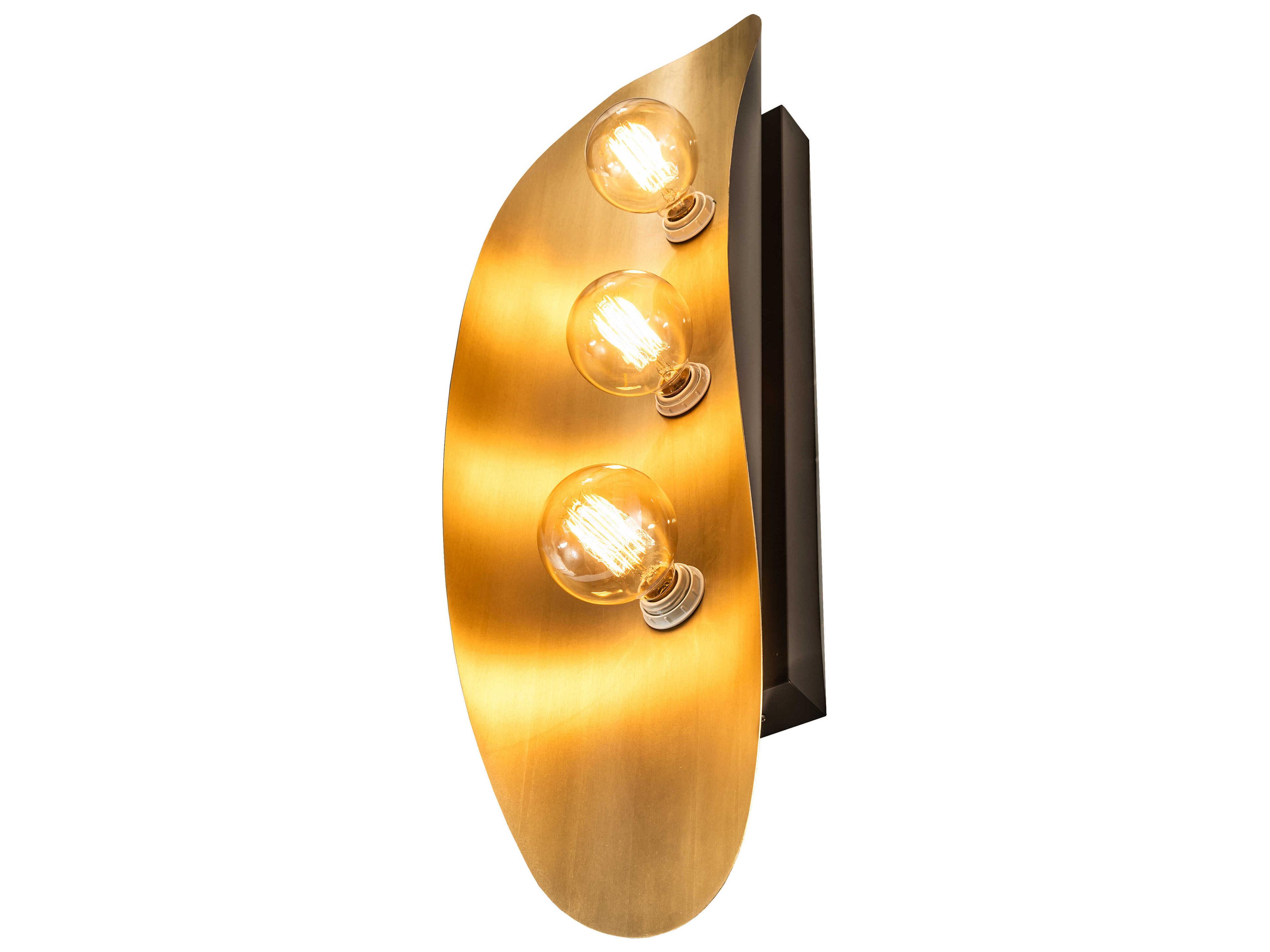 Meyda 3-Light Brushed Brass Craftsman Brown Wall Sconce