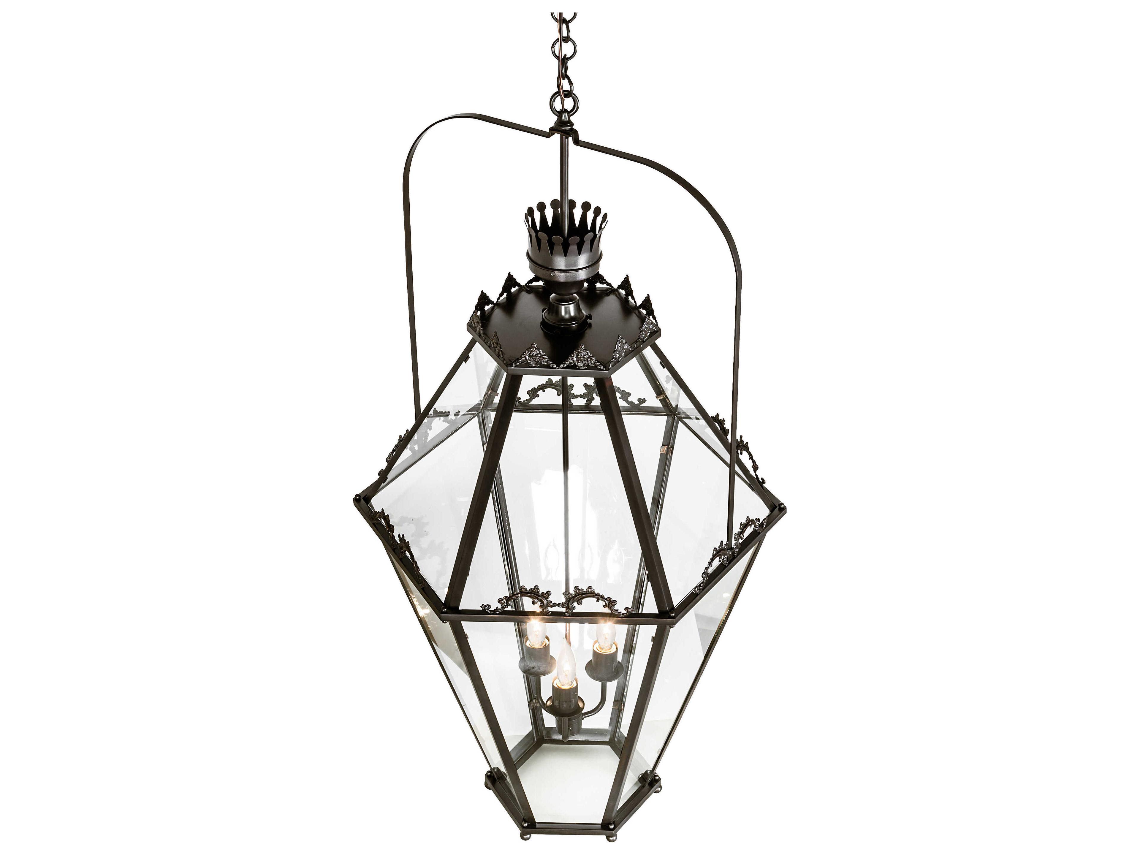 Meyda 3-Light Solar Black Glass Pendant