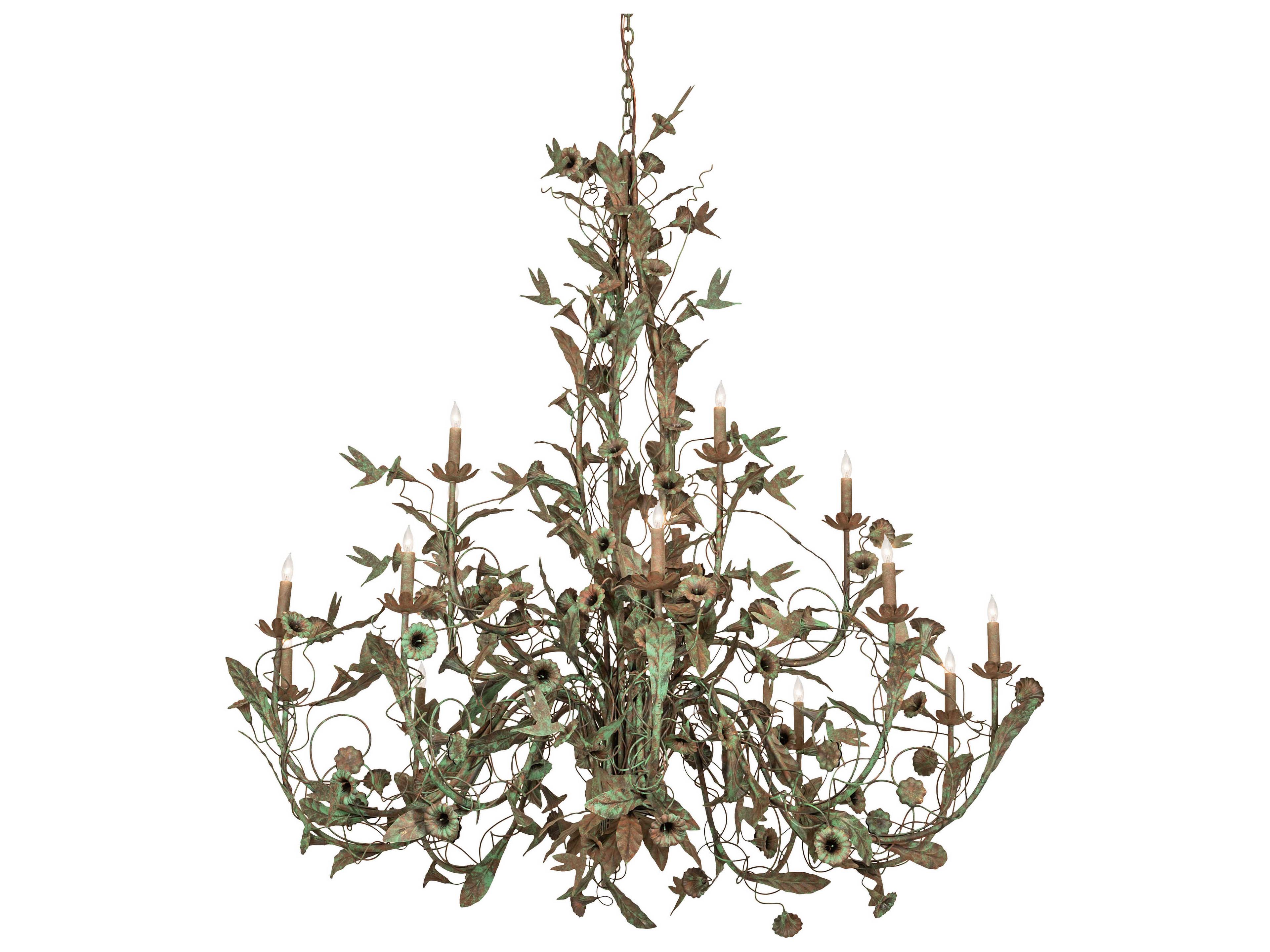 Le Printemps 15-Light Green Chandelier