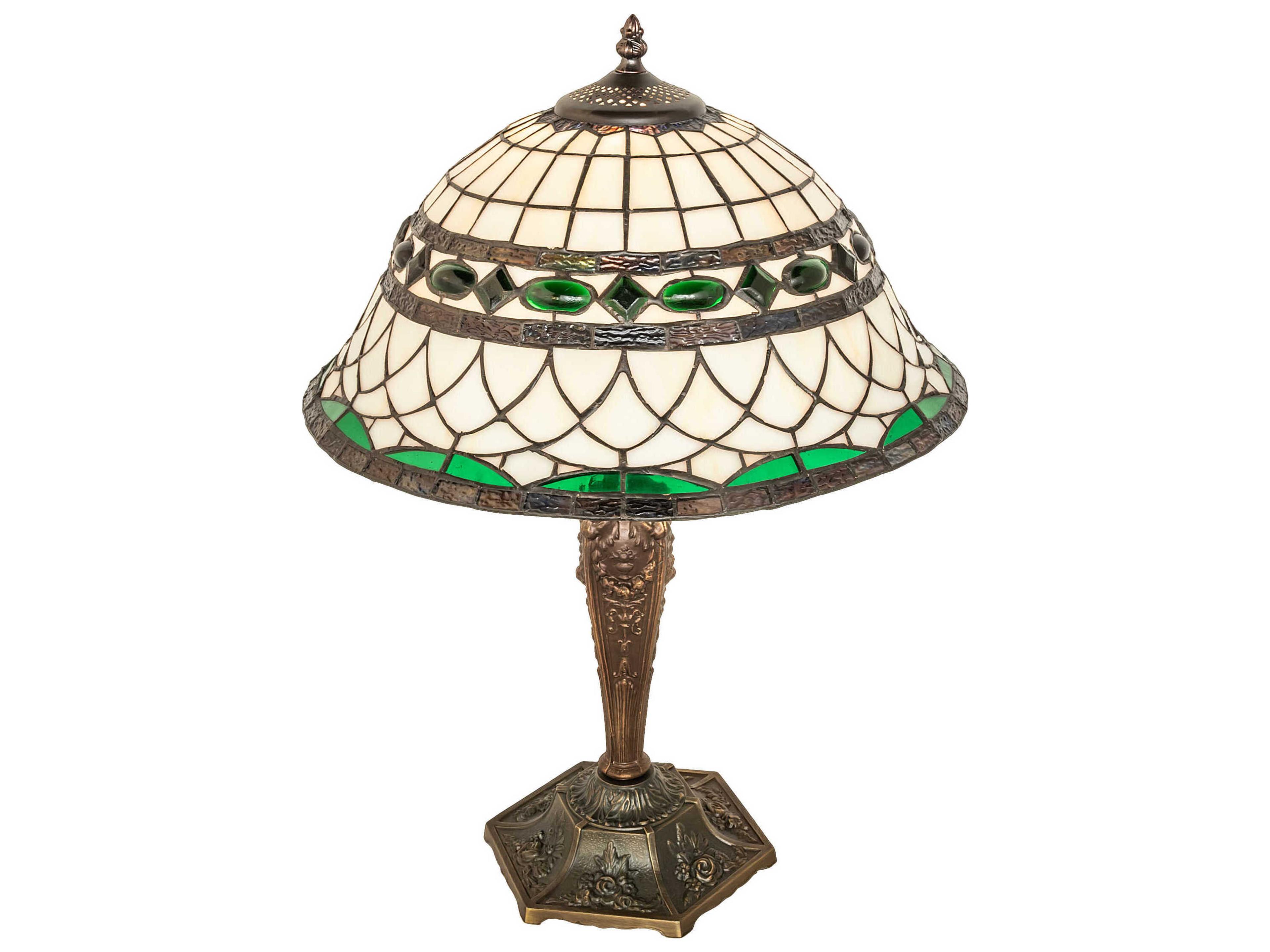 Tiffany Roman Antique Copper Glass Table Lamp