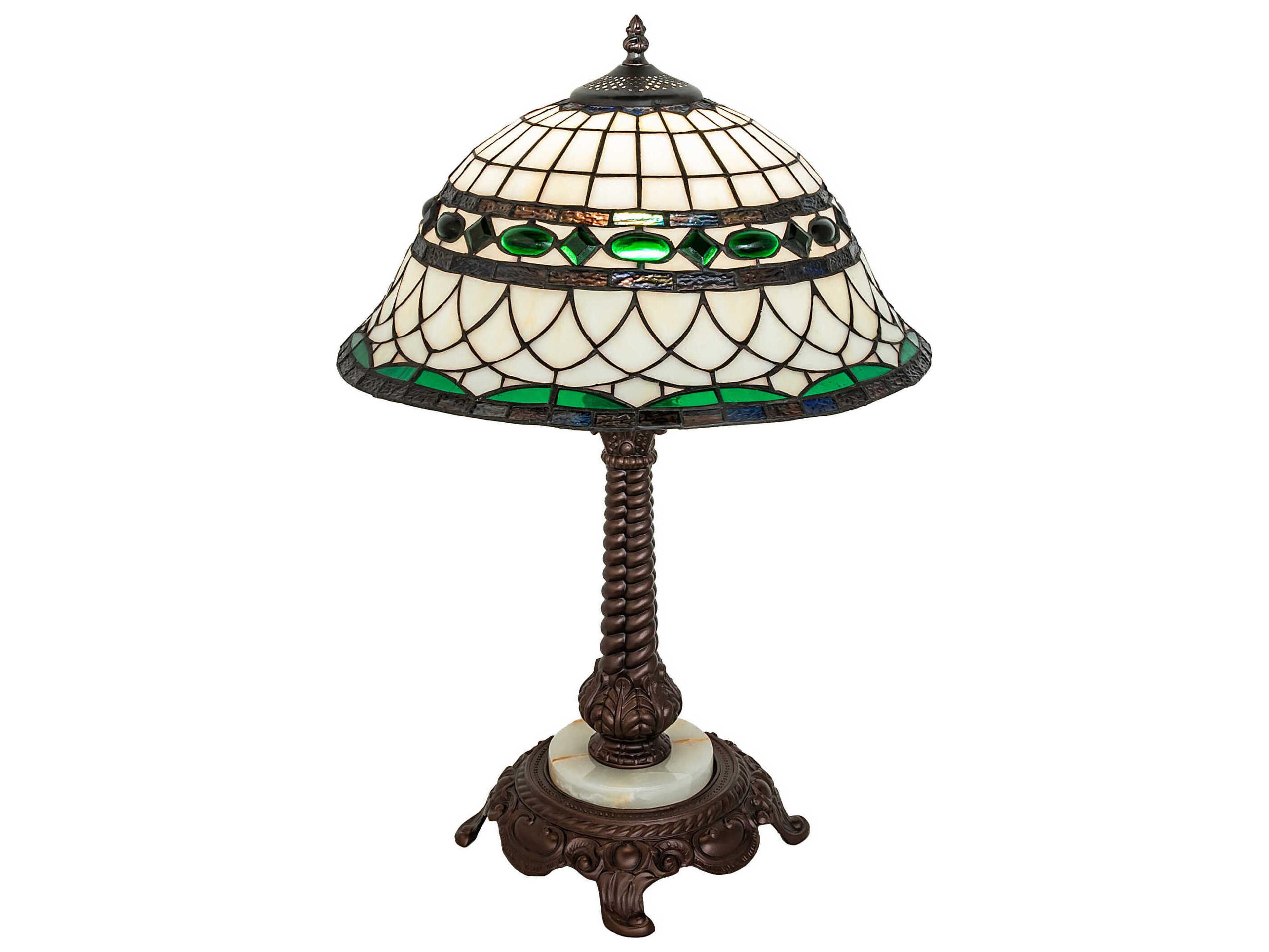 Tiffany Roman Mahogany Bronze Glass Table Lamp