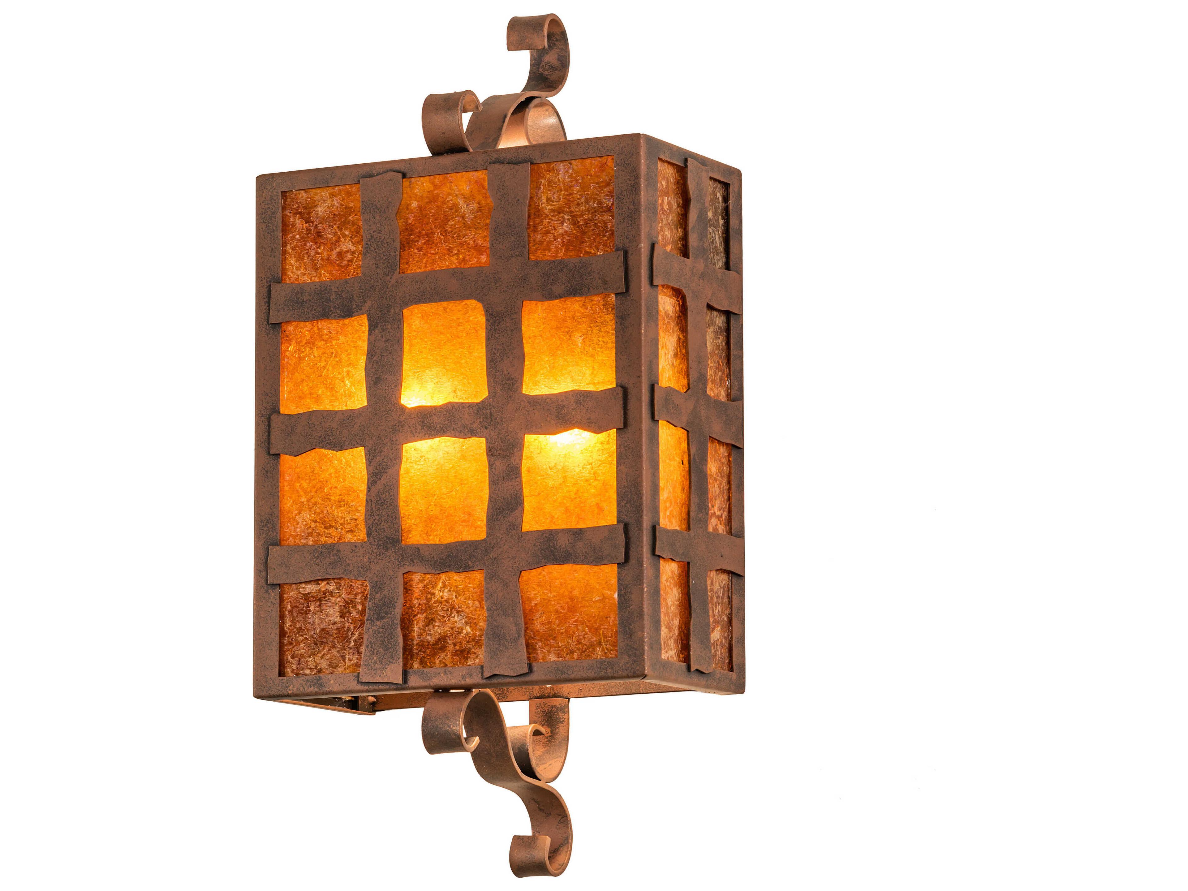 2-Light Rust Brown Glass Wall Sconce