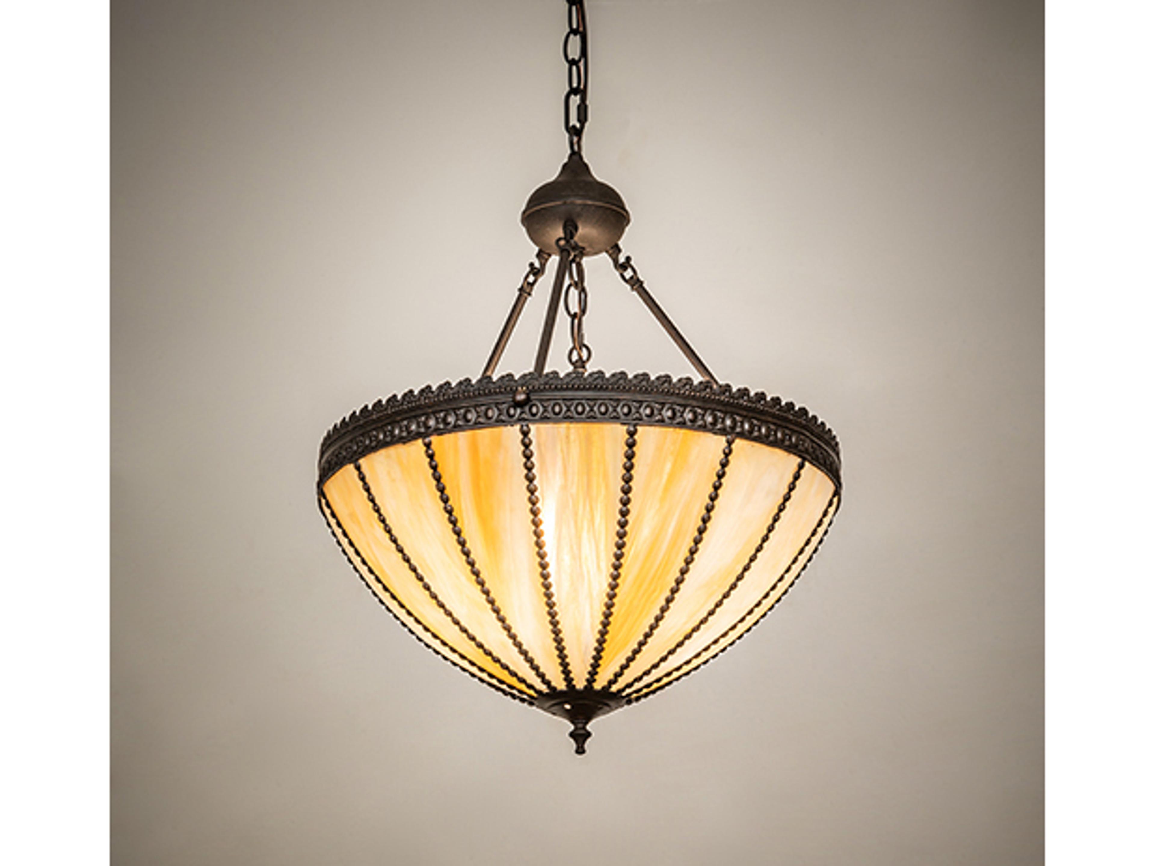 3-Light Dark Roast Brass Glass Bowl Pendant