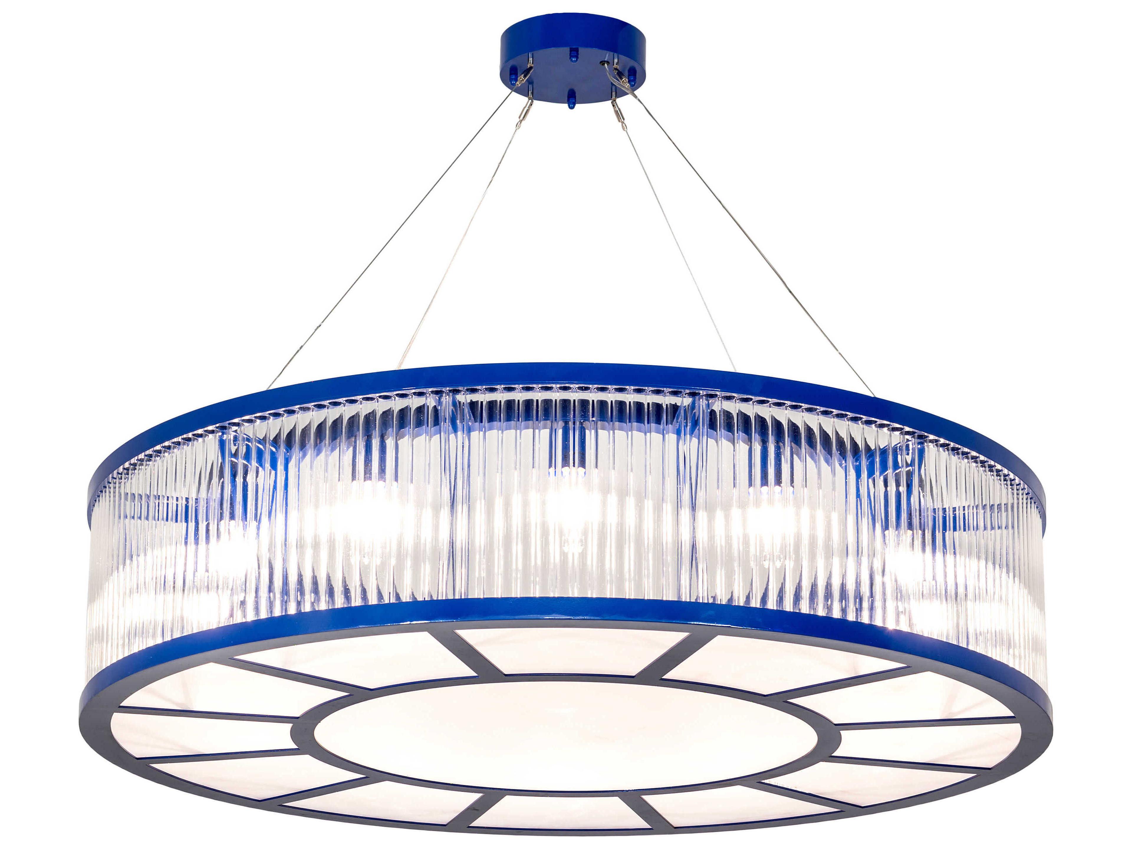 Marquee 12-Light Blue Clear Crystal Round Pendant