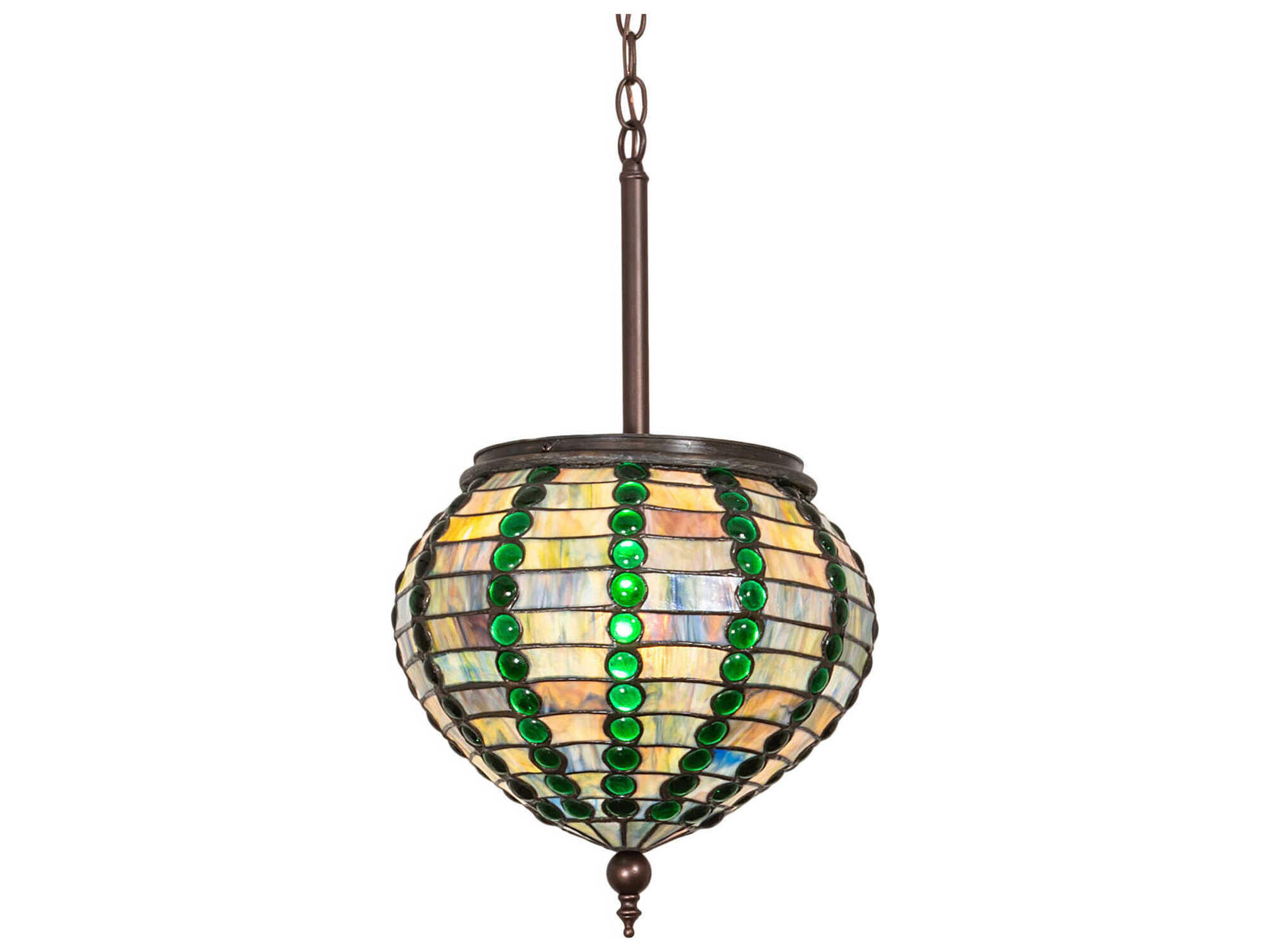 Meyda 1-Light Mahogany Bronze Blue Glass Tiffany Pendant