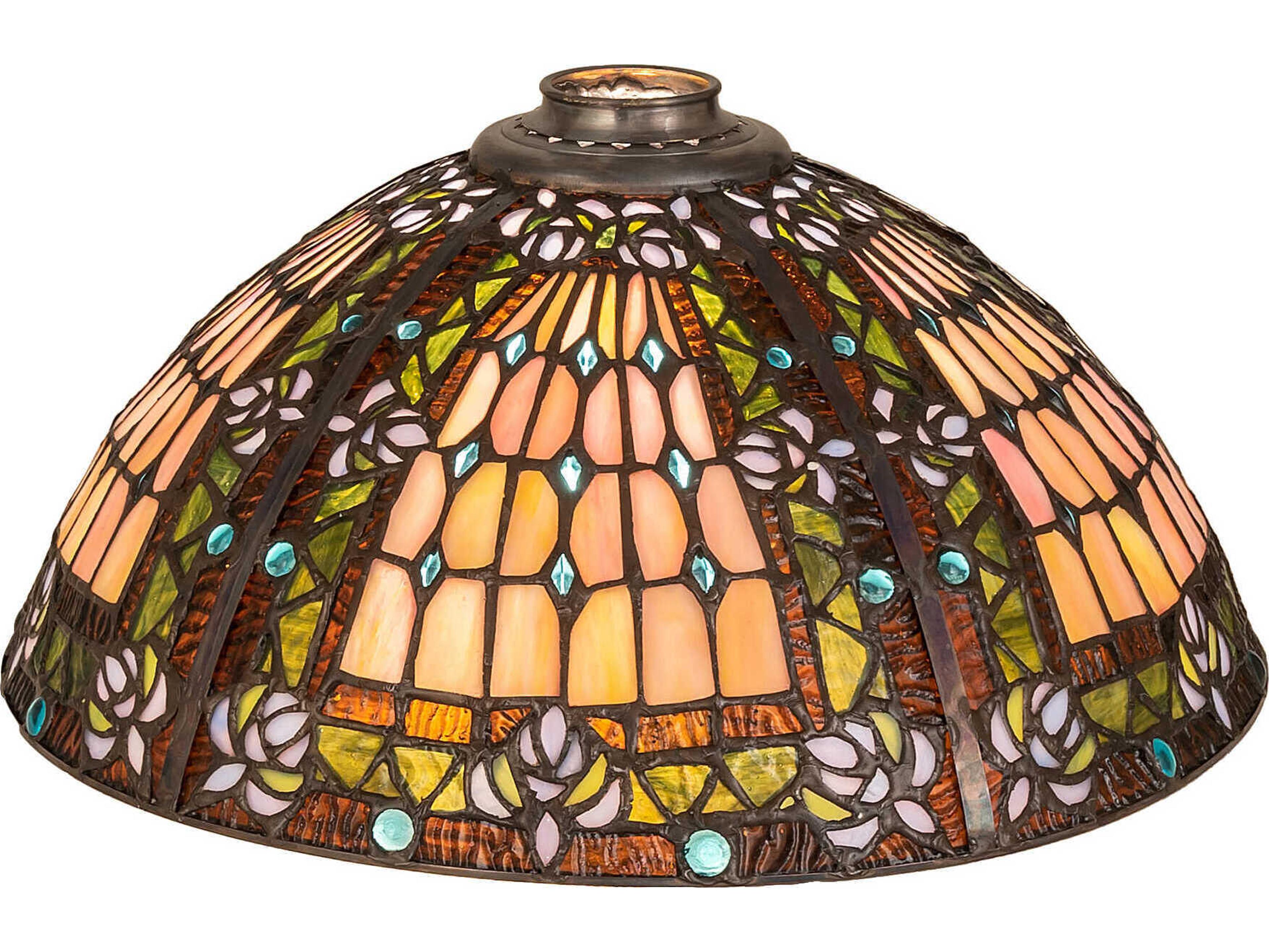 Fleur-De-Lis 16" Black / Blue Green Glass Shade