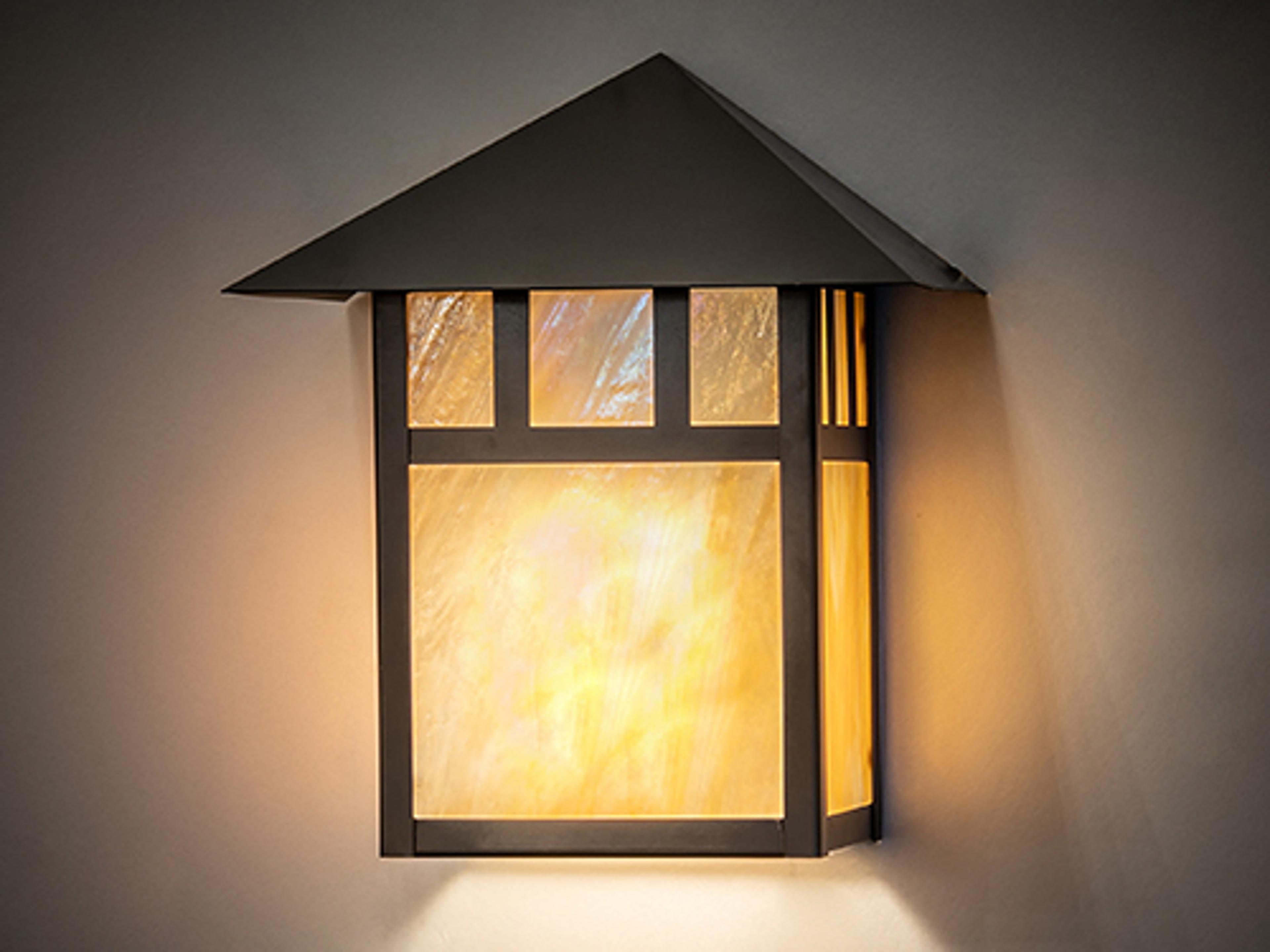 Seneca Double Bar Mission 1-Light Craftsman Brown Glass Wall Sconce