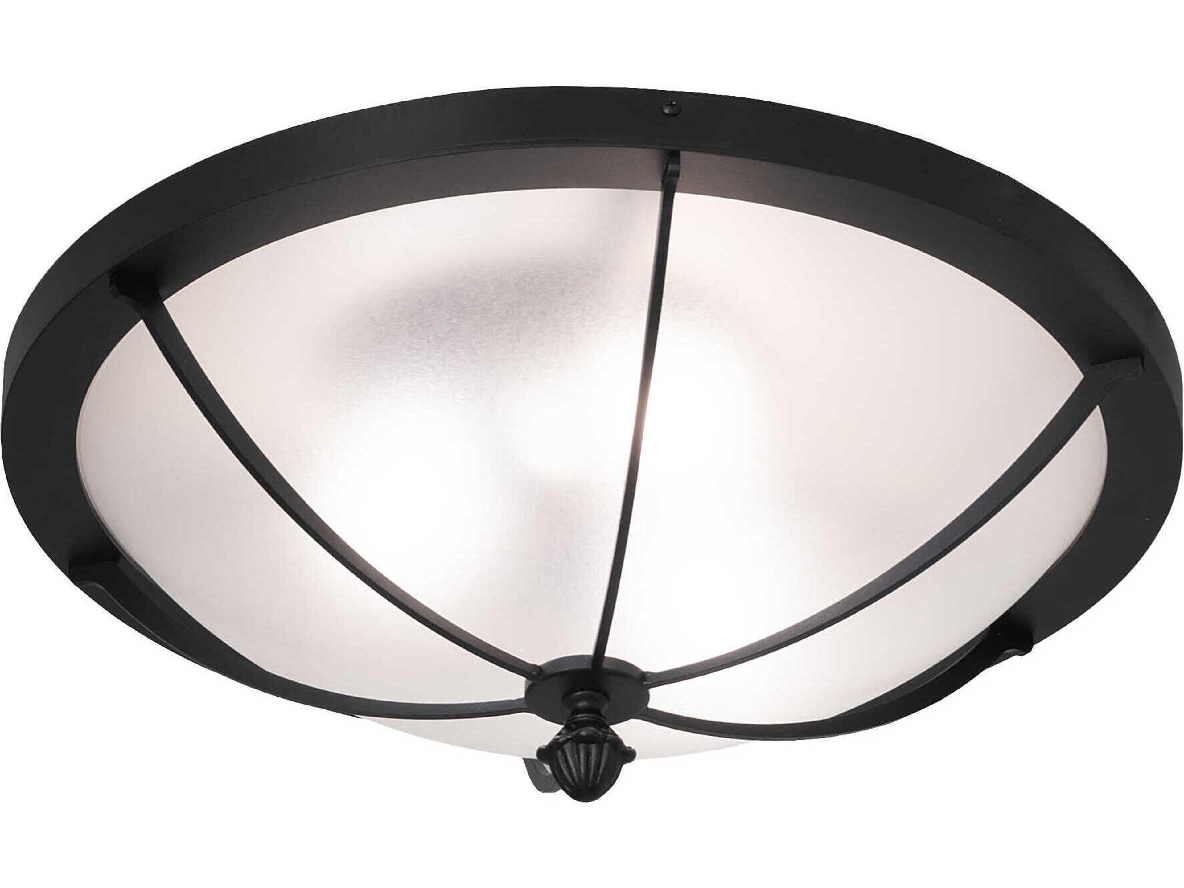 Dominga 3-Light Textured Black Glass Bowl Flush Mount