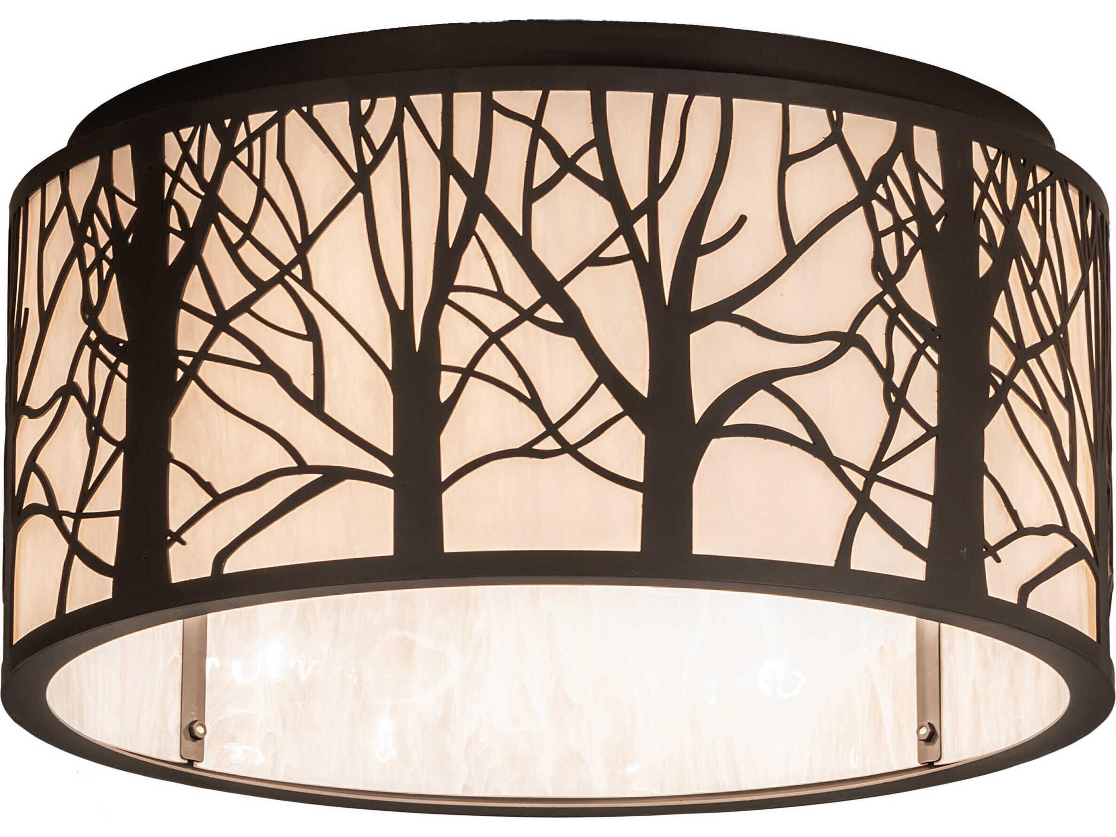 Branches 4-Light Oil Rubbed Bronze Glass Drum Flush Mount