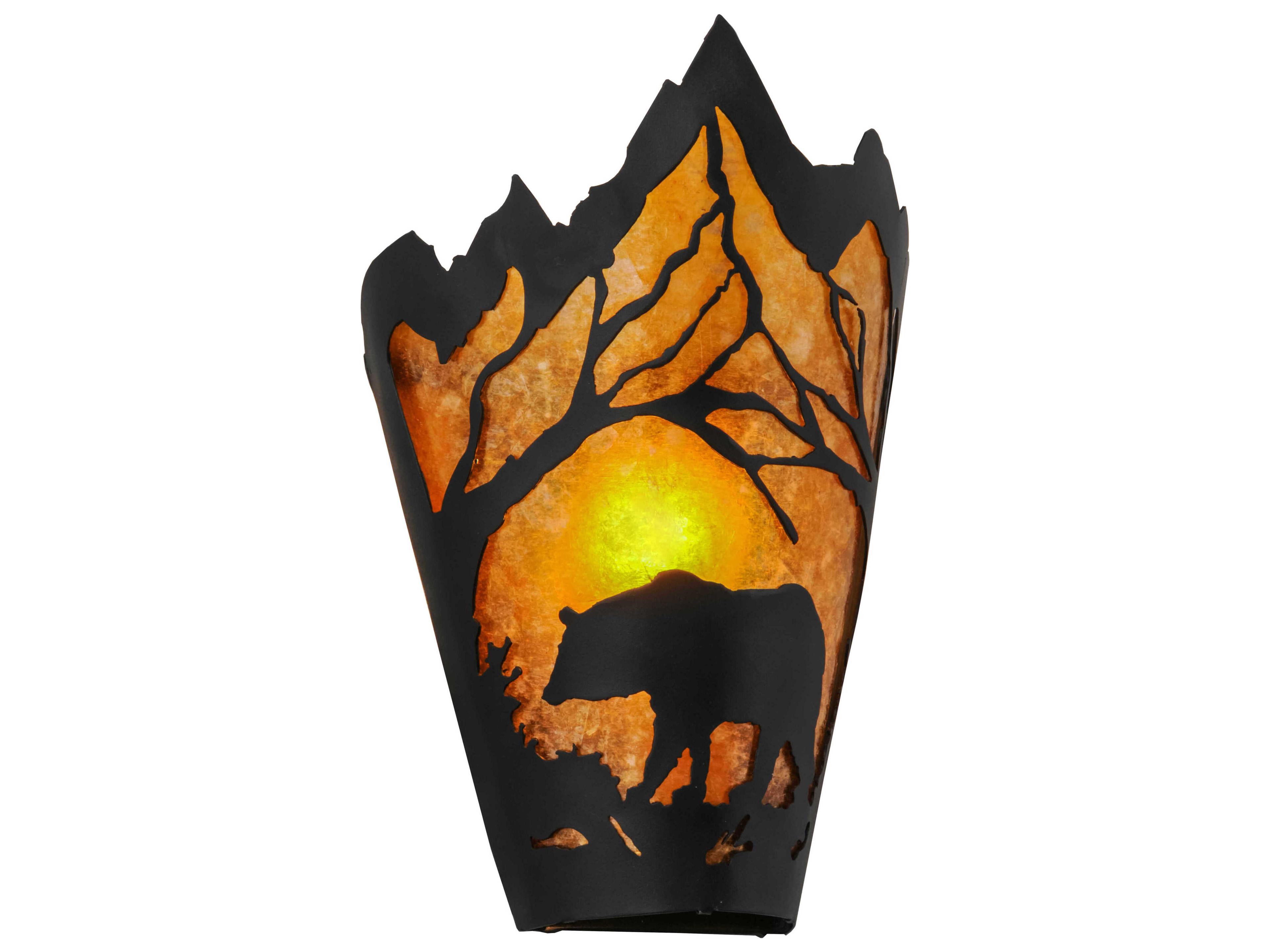Bear At Dawn 1-Light Black Glass Wall Sconce