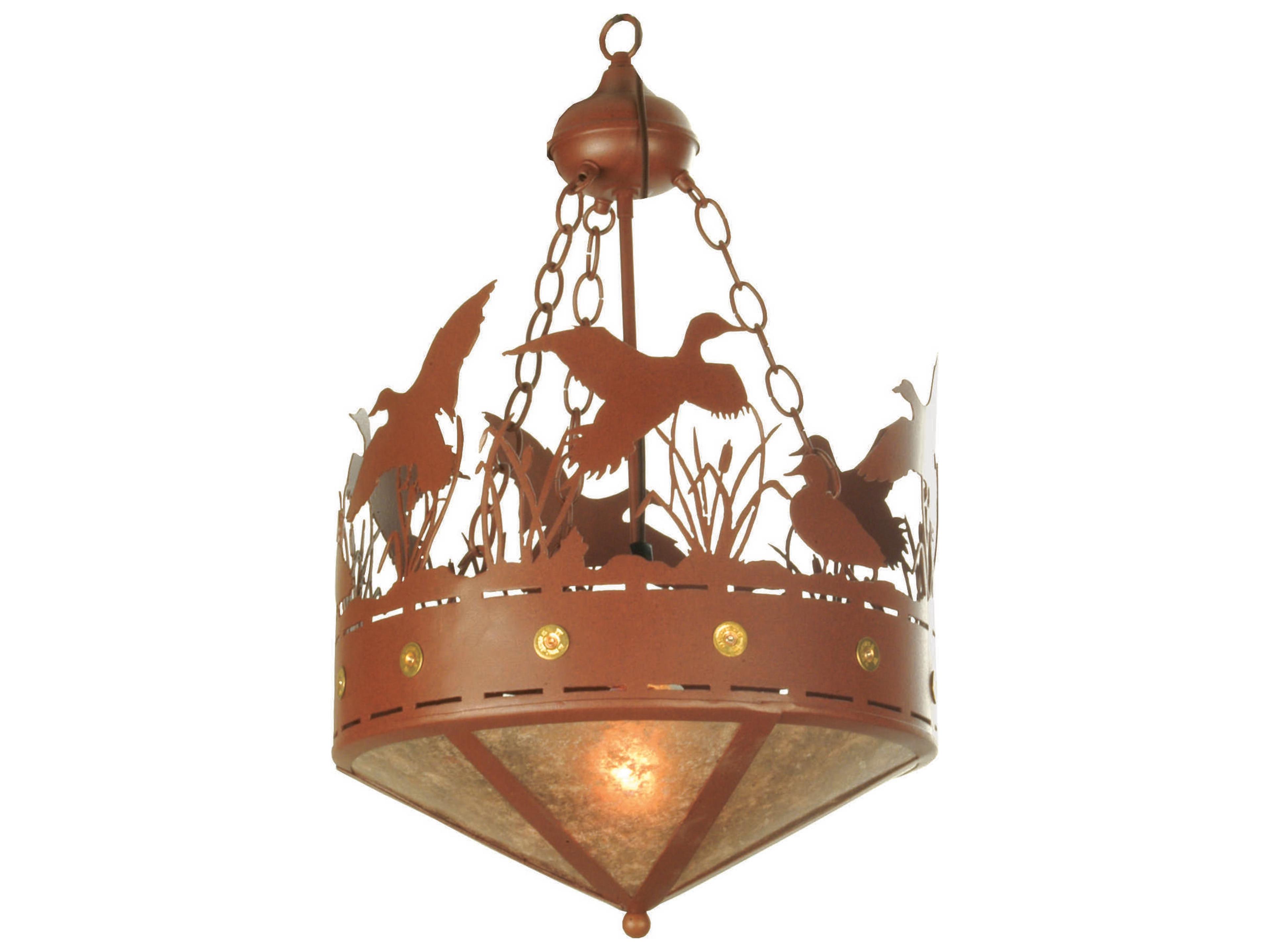 Ducks In Flight 3-Light Rust Brown LED Bowl Pendant