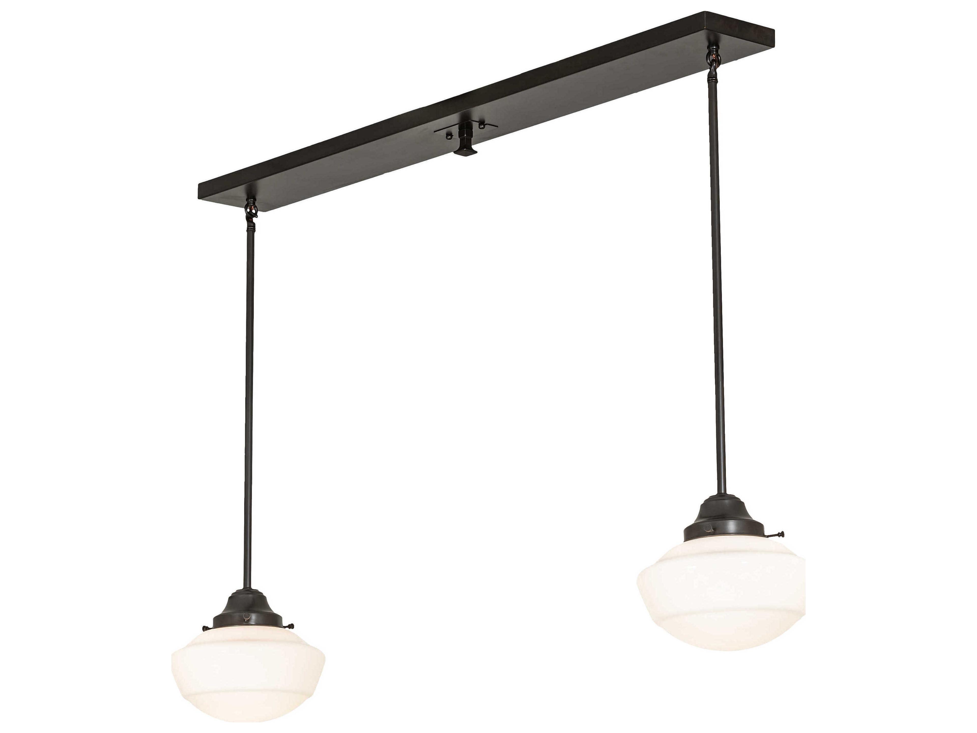 Revival Schoolhouse 2-Light Craftsman Brown Glass Island Pendant