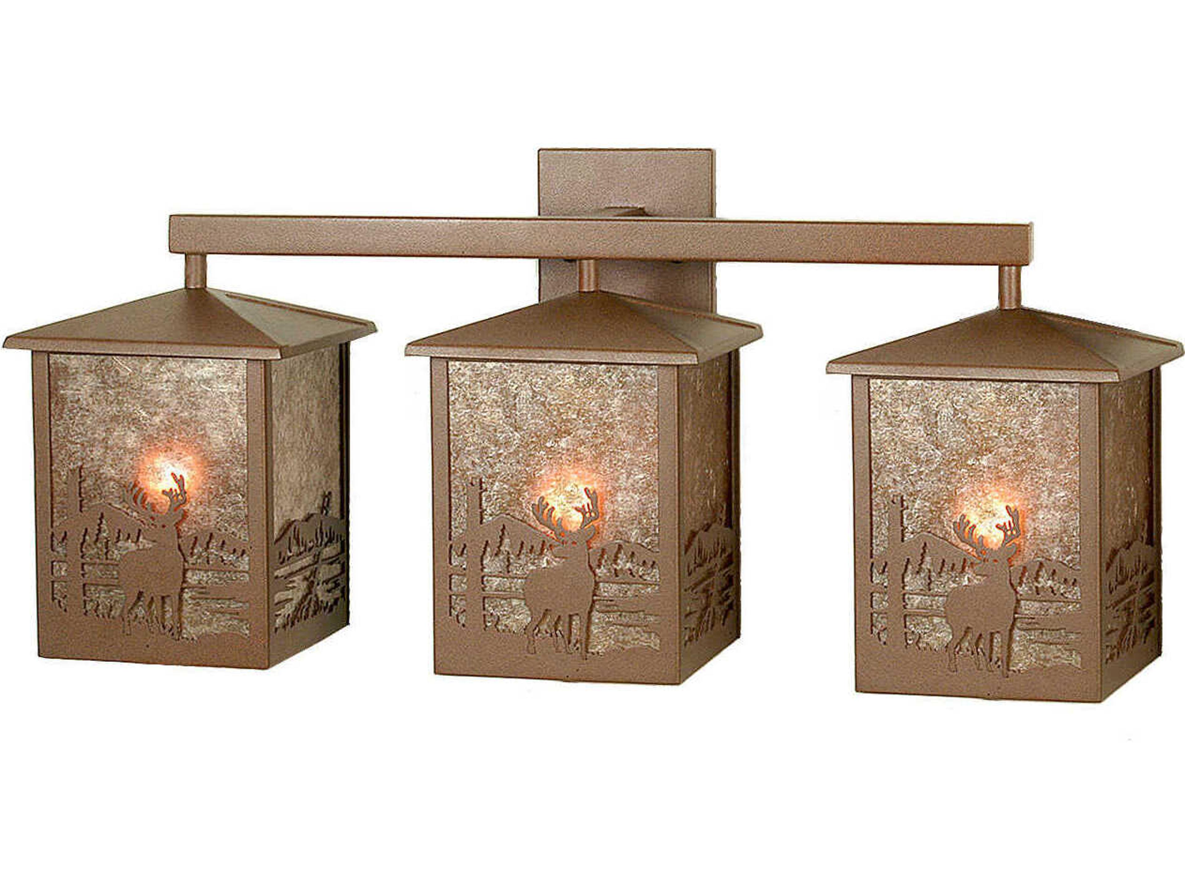 3-Light Rust Brown Glass Wall Sconce