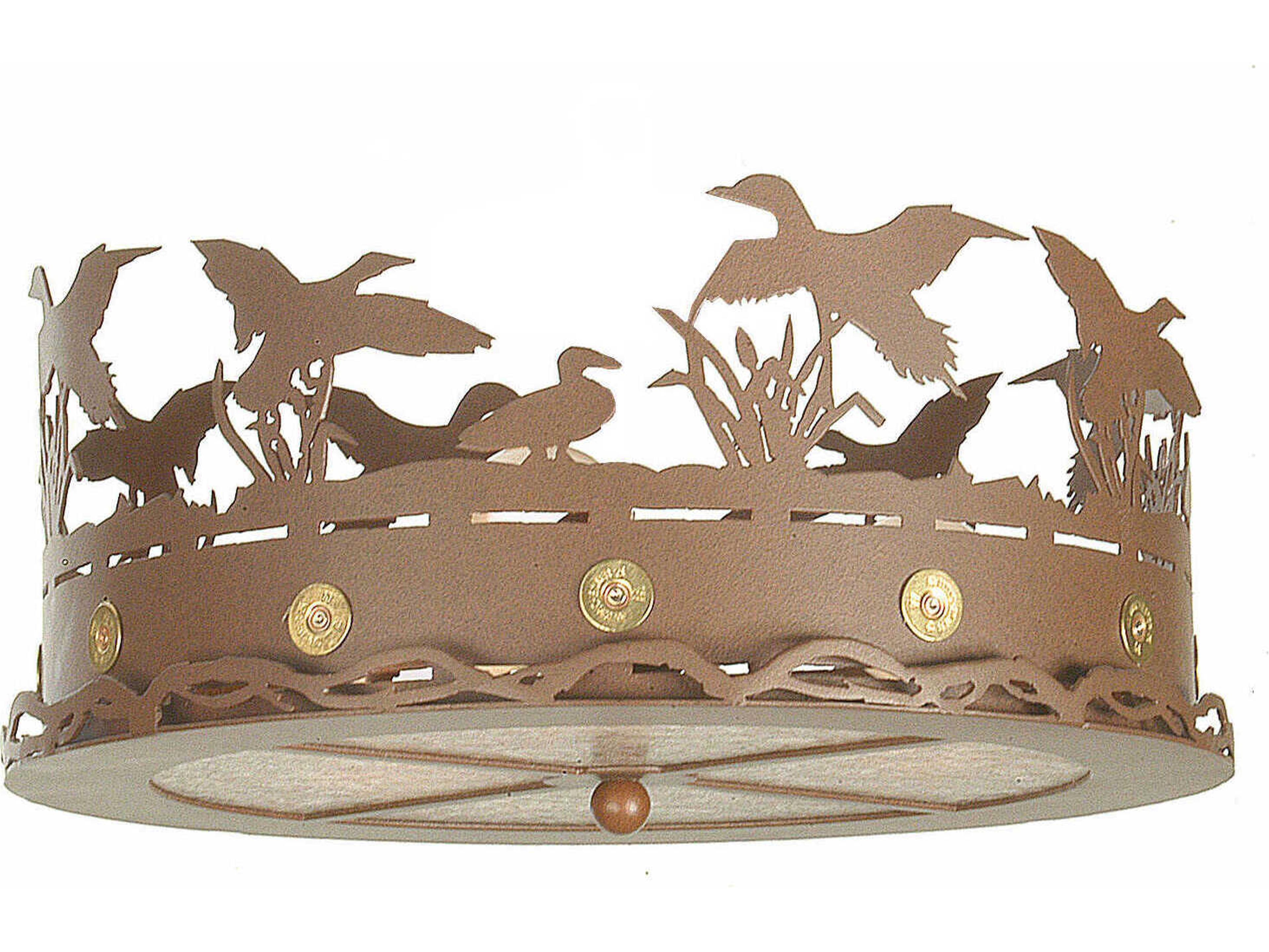 Ducks In Flight 3-Light Rust Brown LED Round Flush Mount