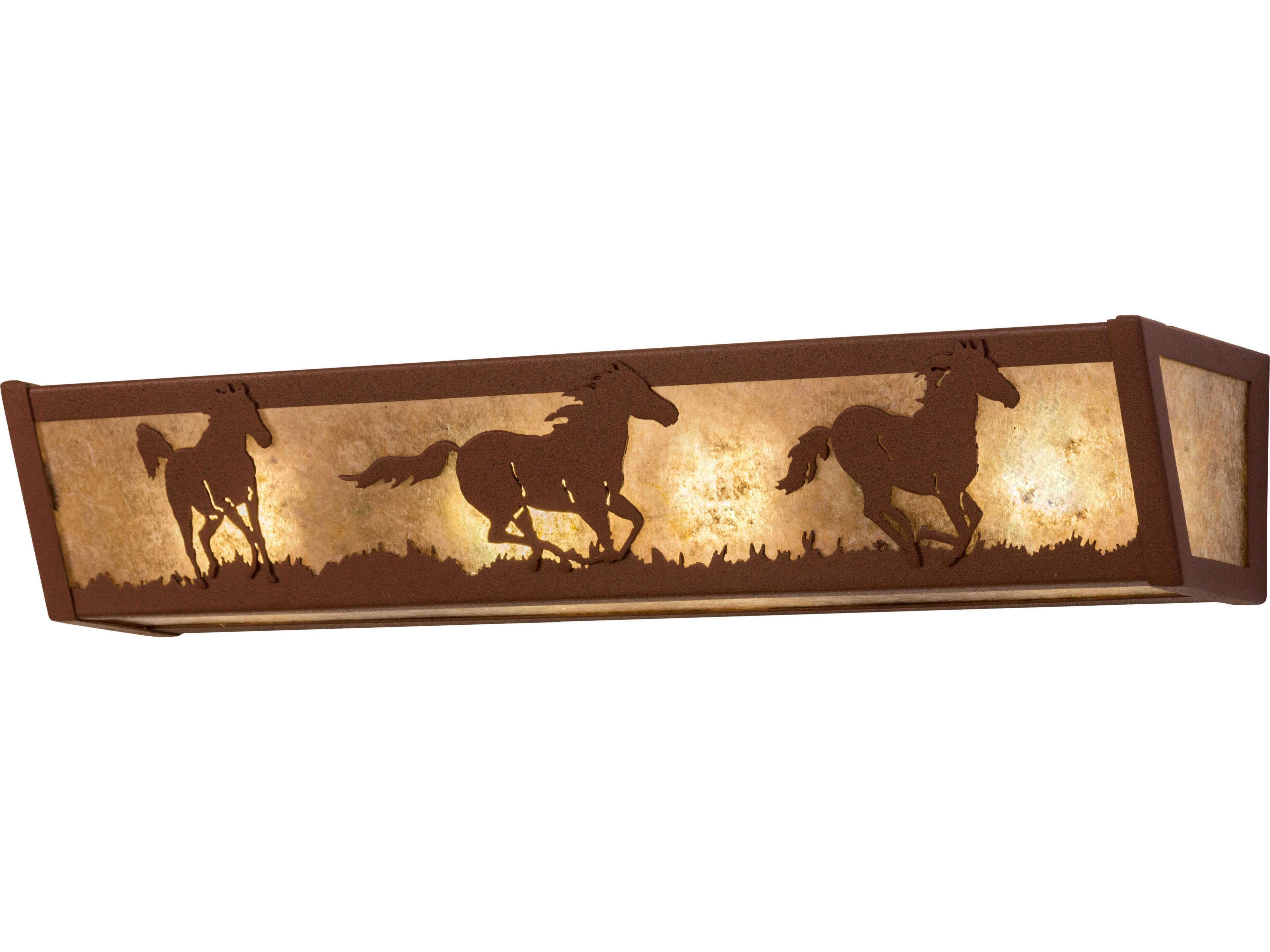 Running Horses 4-Light Rust Brown Glass LED Vanity Light