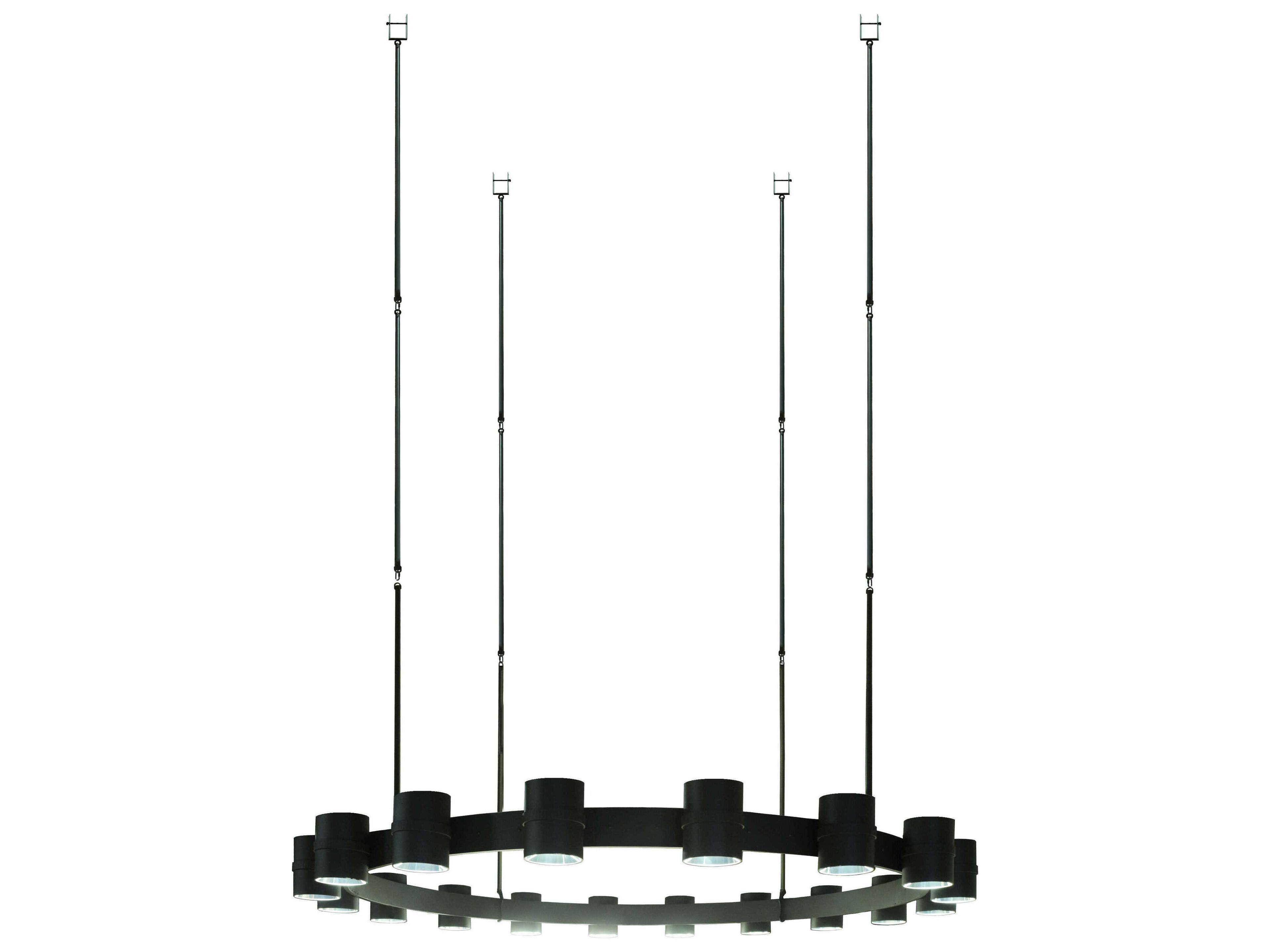 18-Light8-Light Black Glass Round Pendant