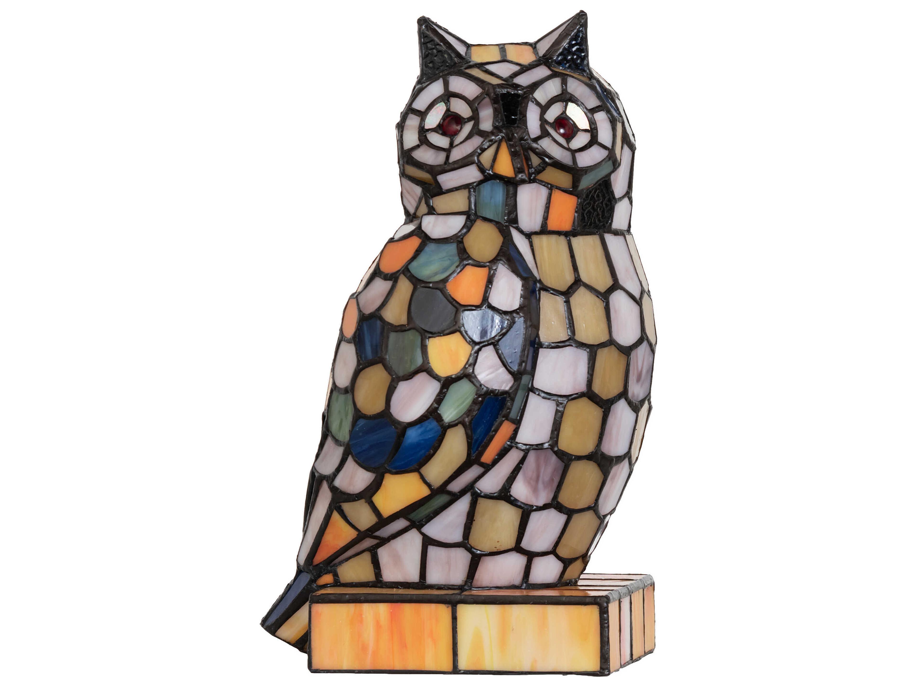 Meyda Owl Ruby Green Orange Table Lamp