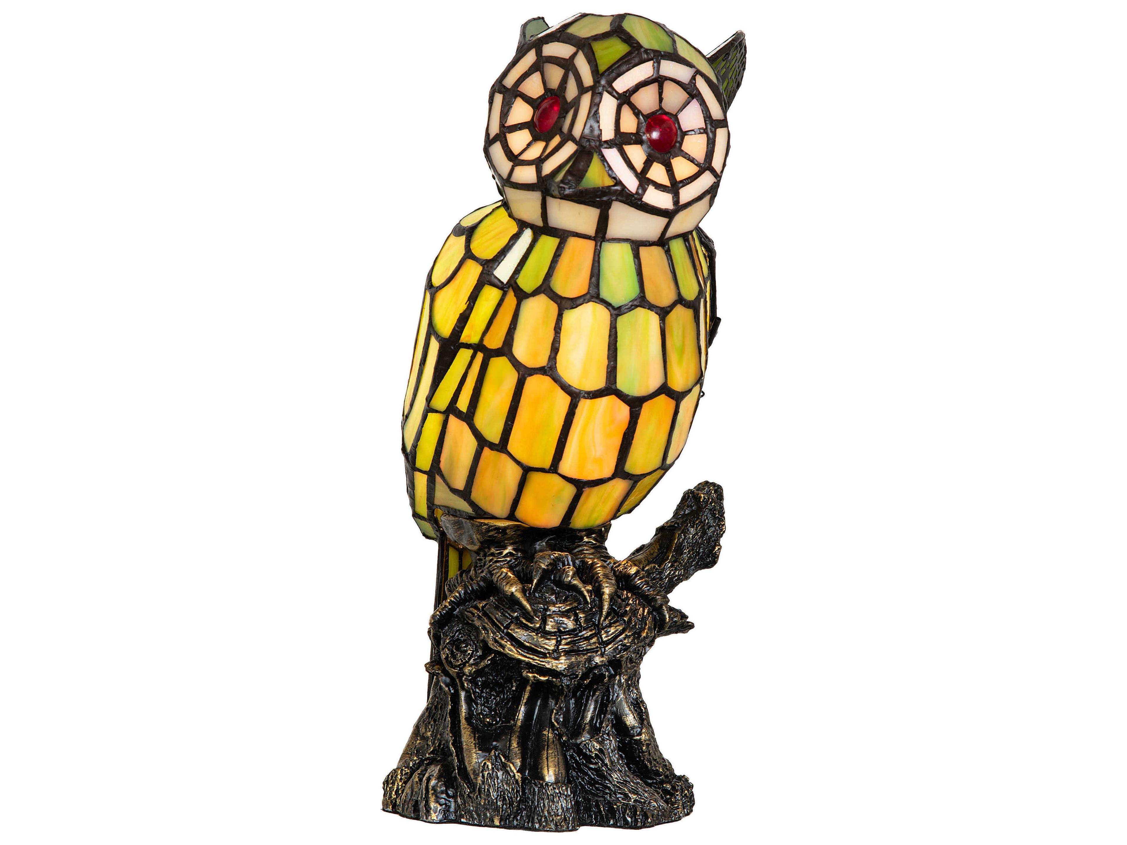 Meyda Owl Ruby Green Red Table Lamp