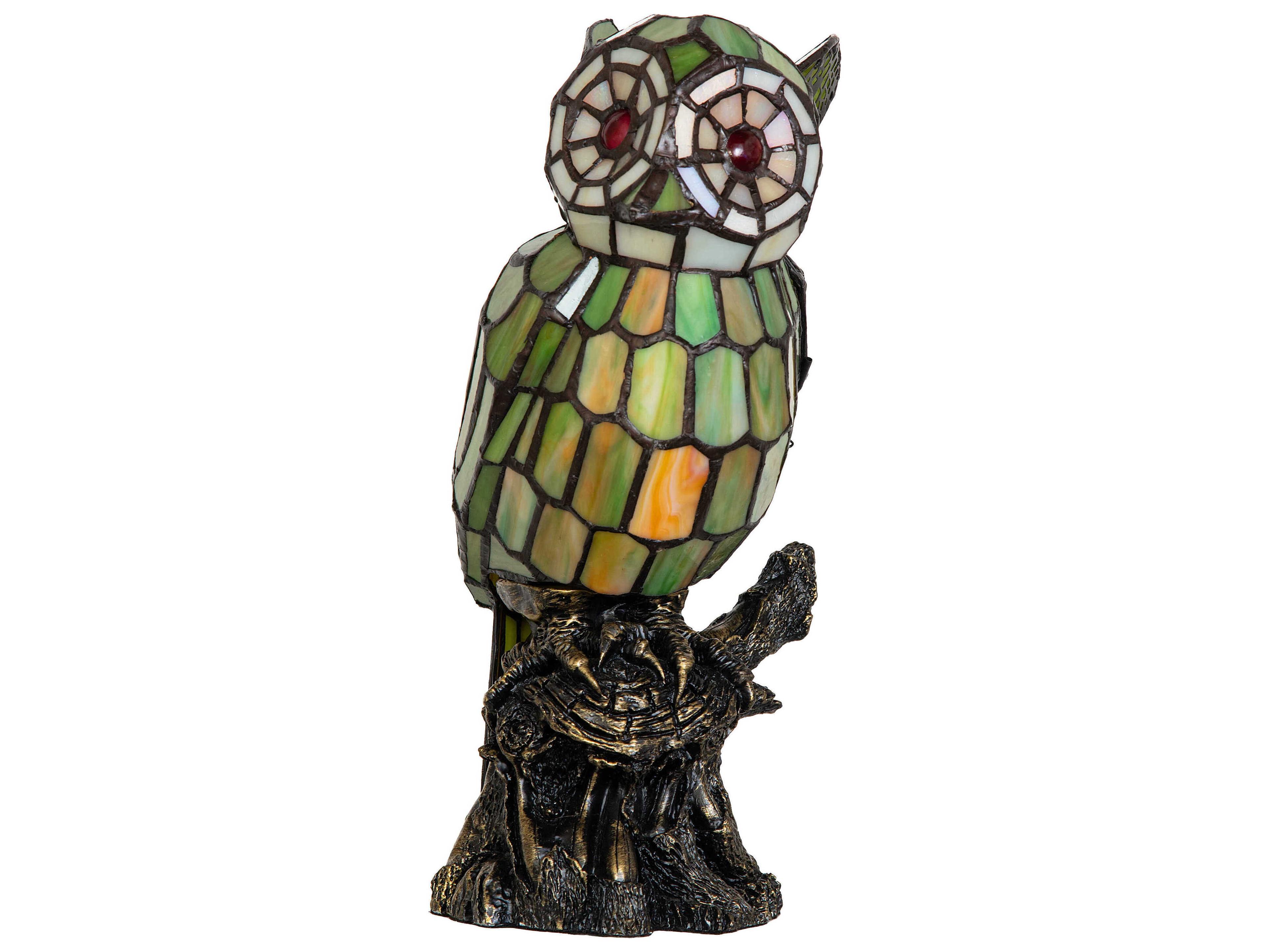 Meyda Owl Ruby Green Red Table Lamp