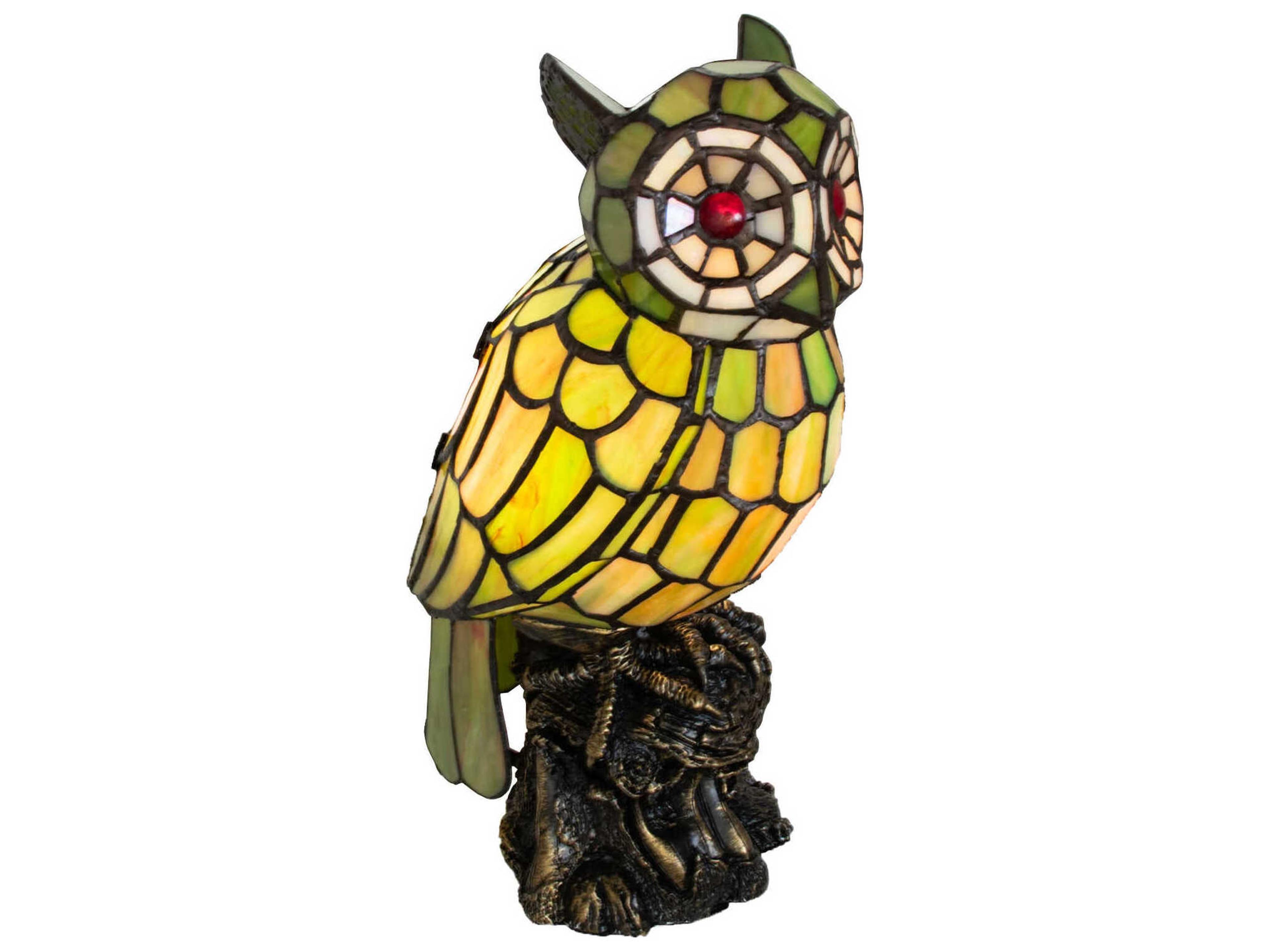Meyda Owl Ruby Green Red Table Lamp