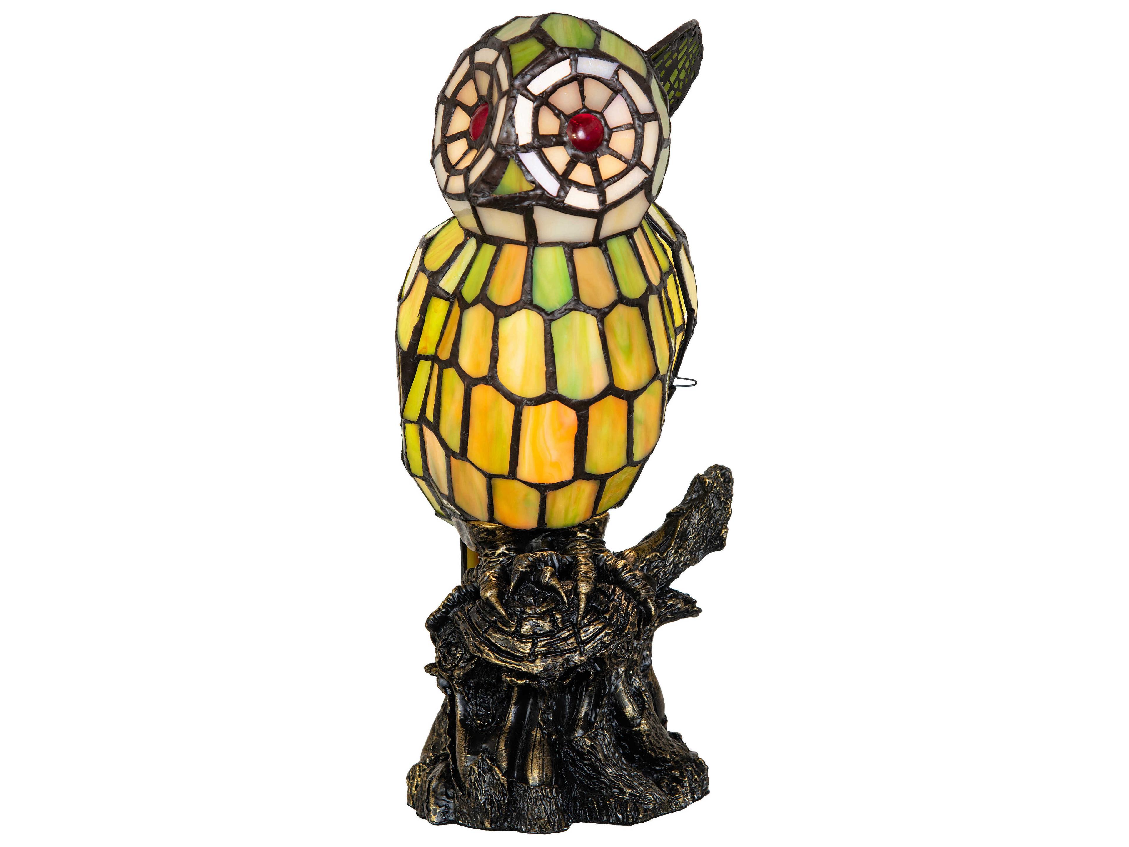 Meyda Owl Ruby Green Red Table Lamp