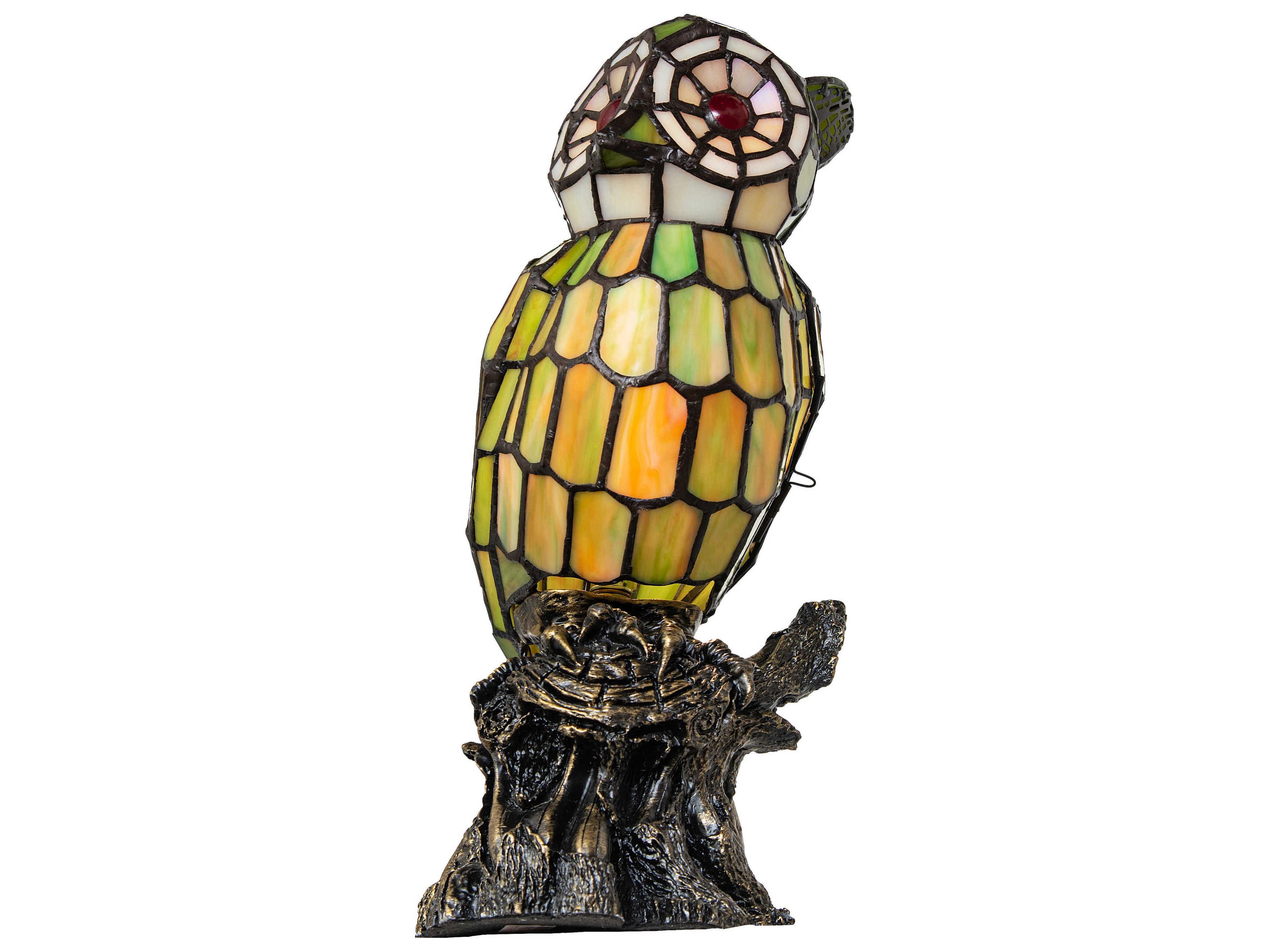 Meyda Owl Ruby Green Red Table Lamp