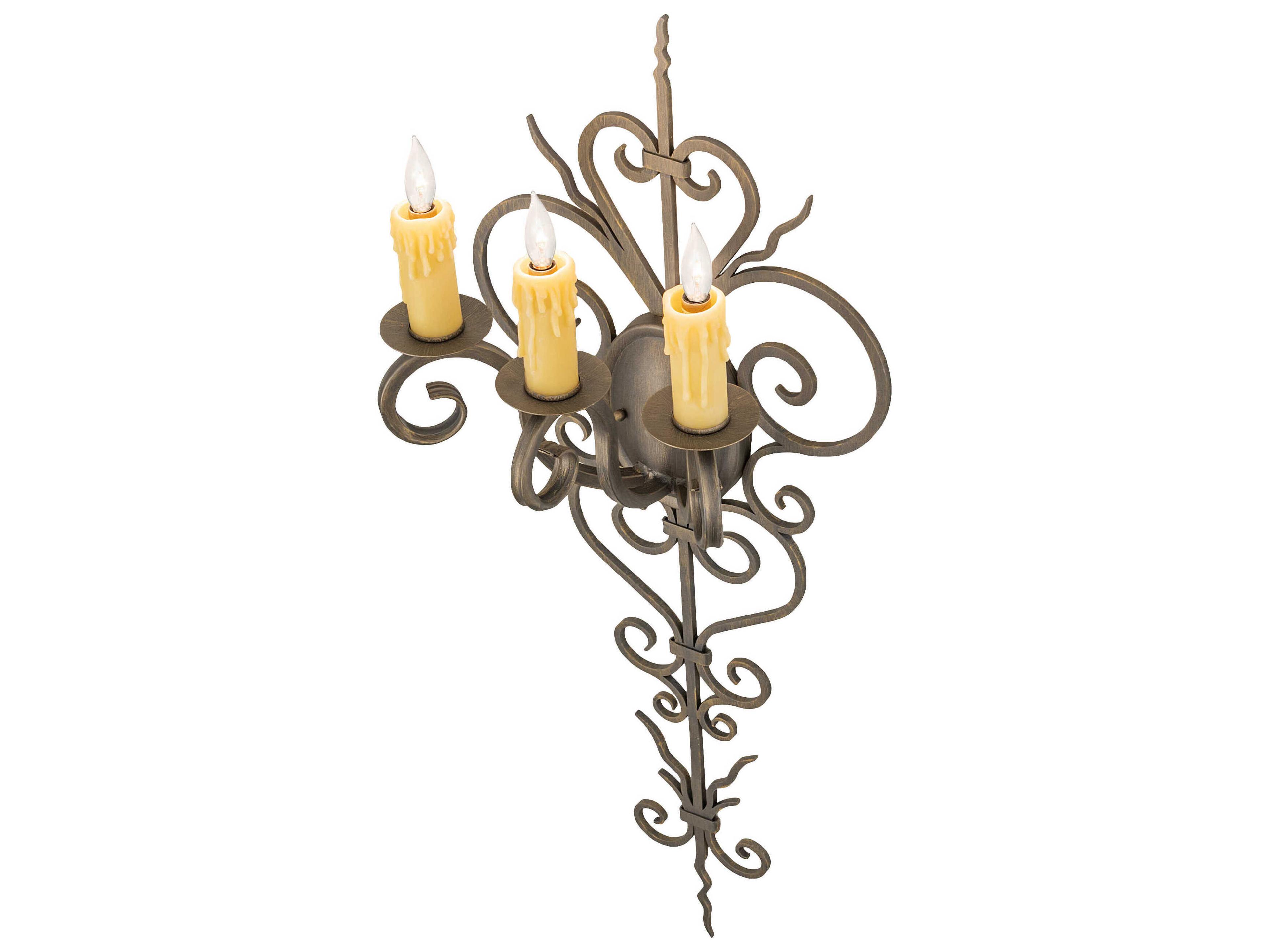 Meyda Kenna 3-Light Antique Brass Wall Sconce
