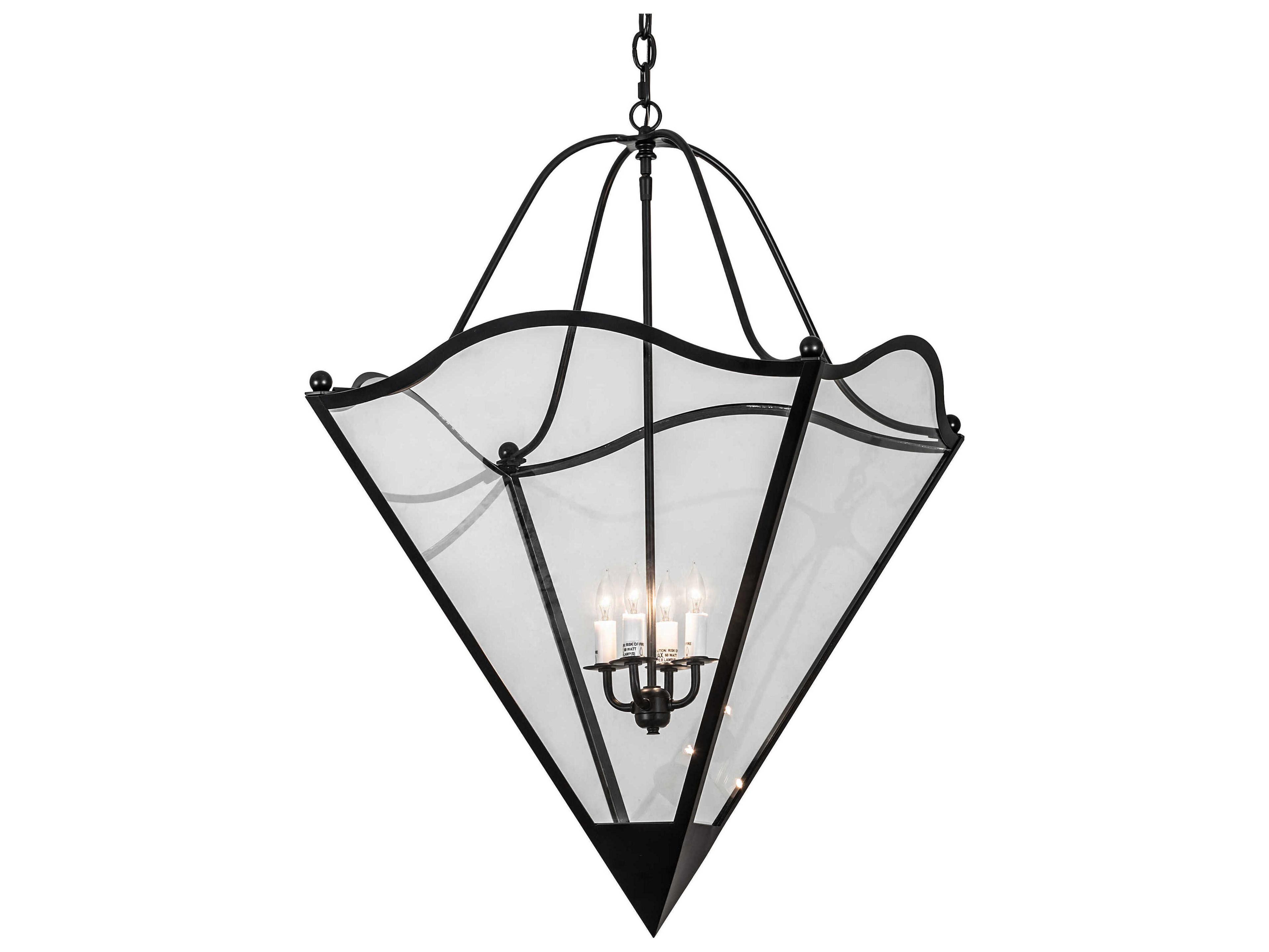 4-Light Blackwash Glass Pendant