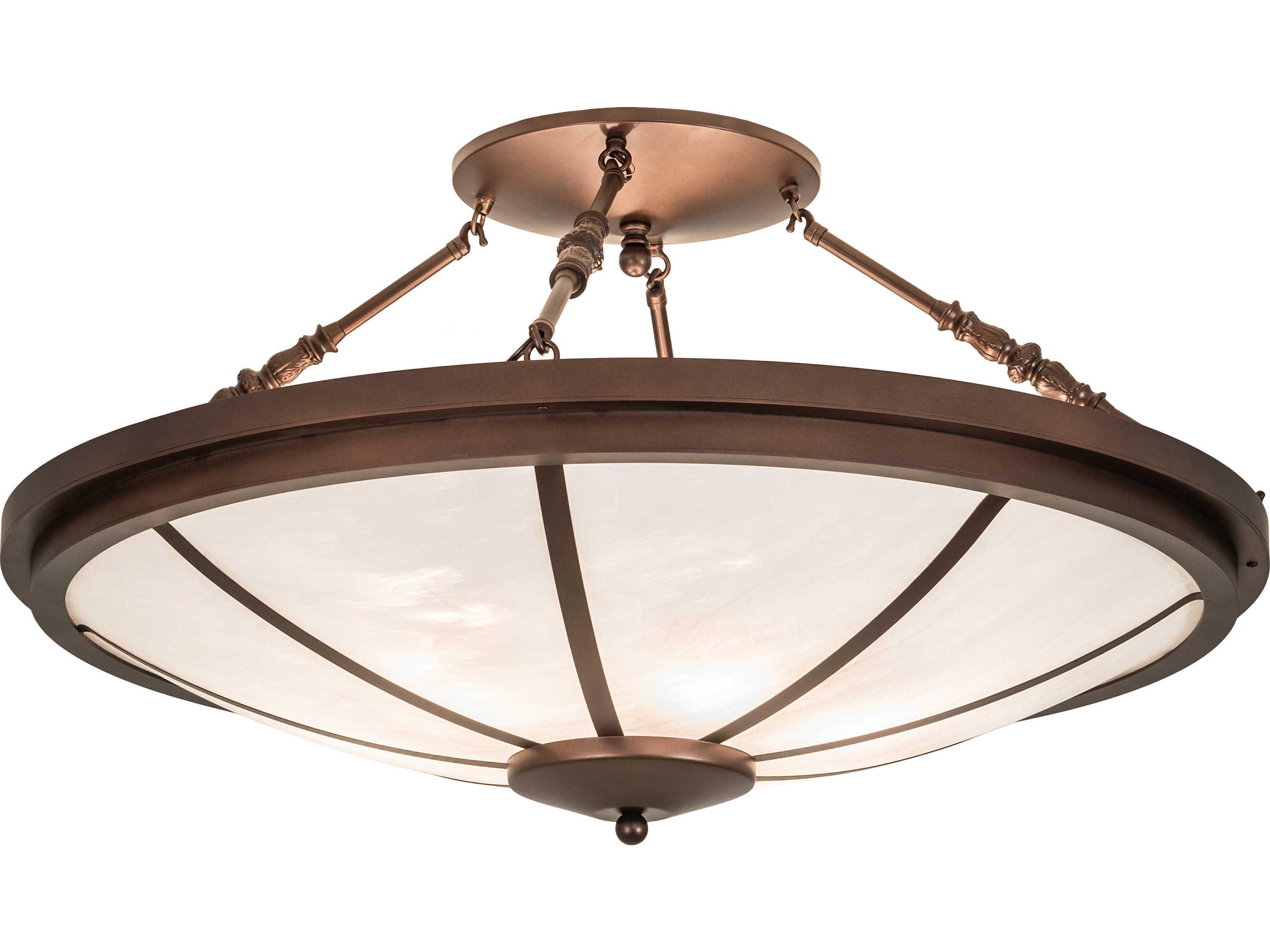 Commerce 6-Light Mahogany Bronze Glass Bowl Semi Flush Mount