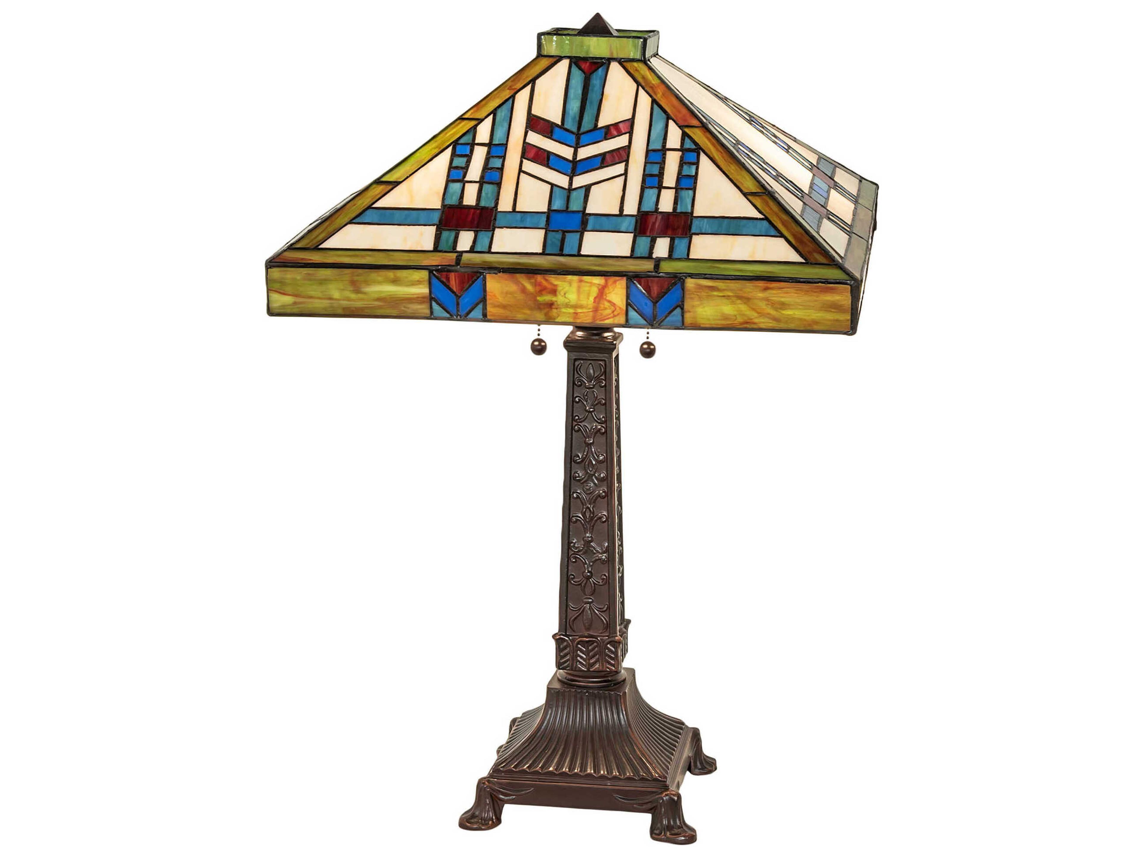 Prairie Wheat Mahogany Bronze Glass Tiffany Buffet Lamp