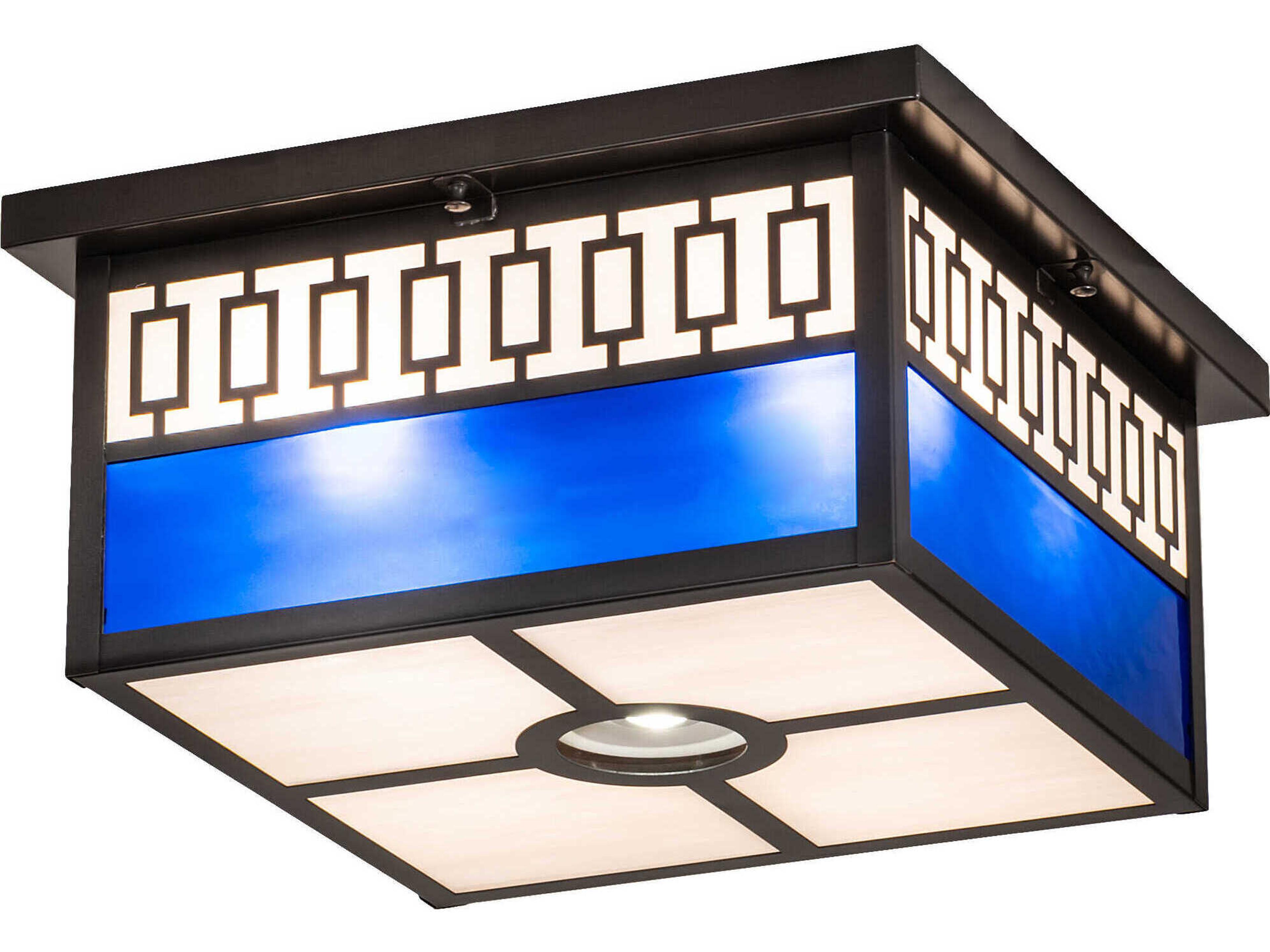 Kungsholm 4 1-Light Craftsman Brown Glass Tiffany Geometric Flush Mount