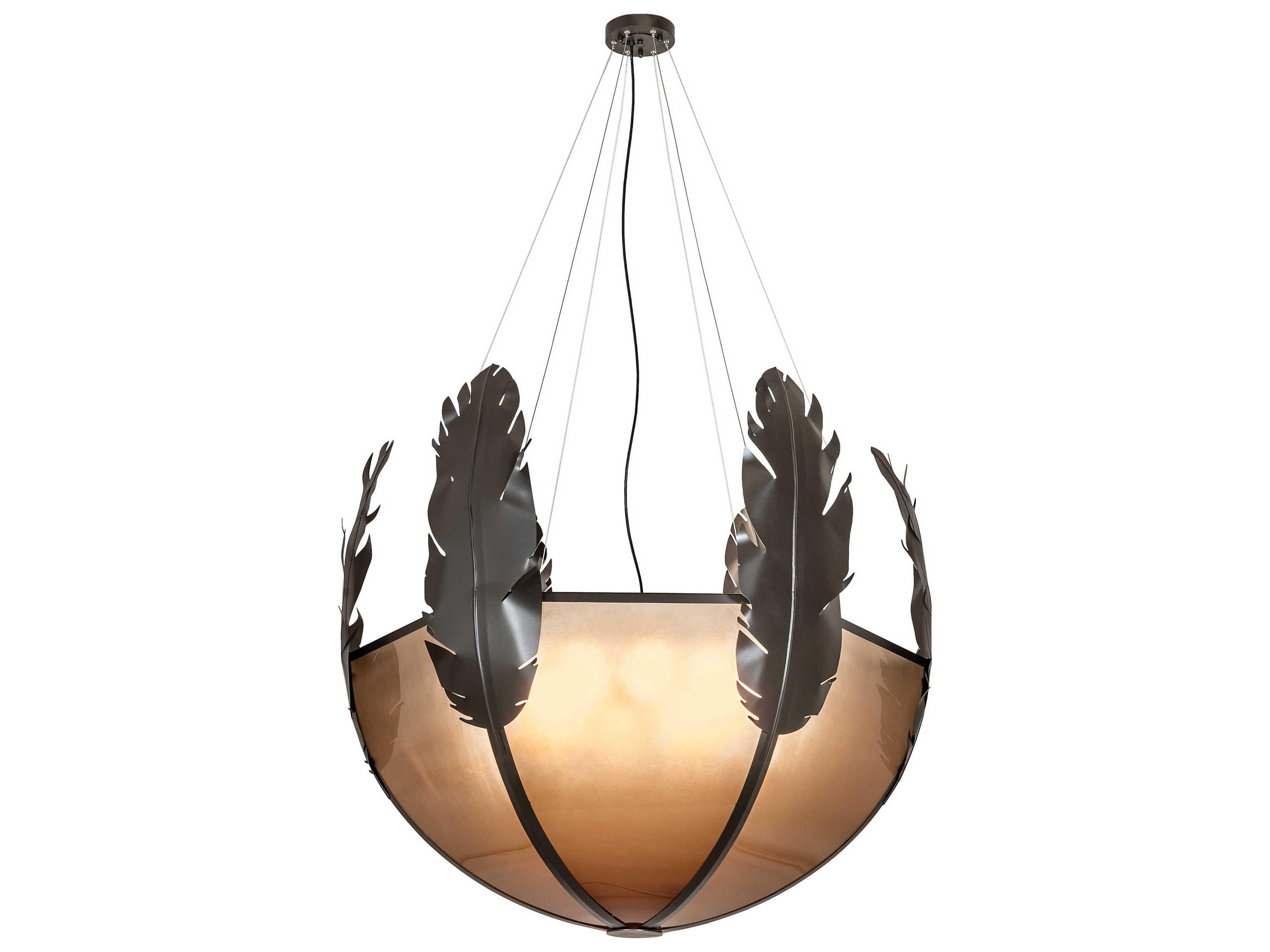 Meyda Feather 8-Light Statuary Bronze Metallic Pendant