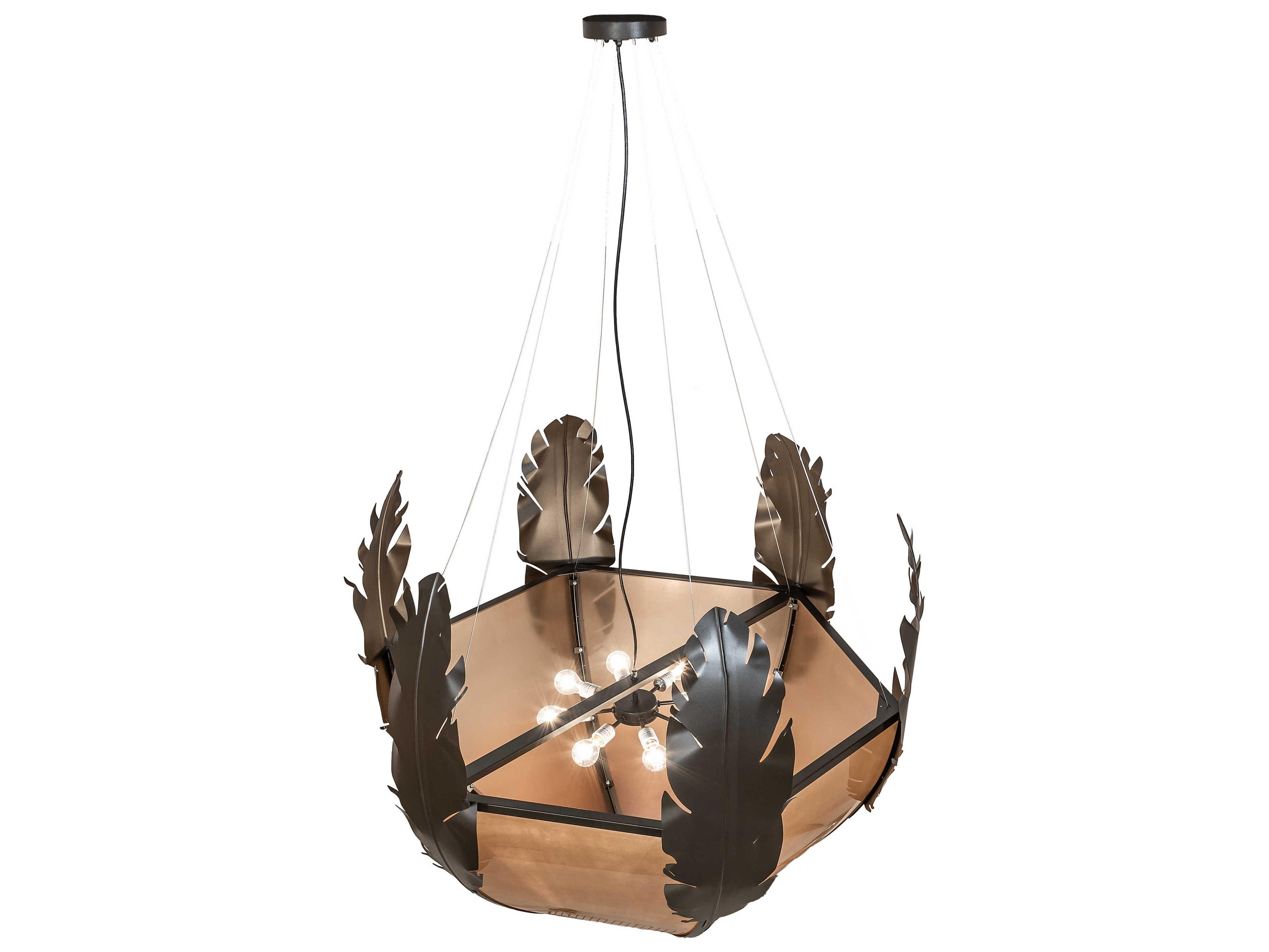 Meyda Feather 8-Light Statuary Bronze Metallic Pendant