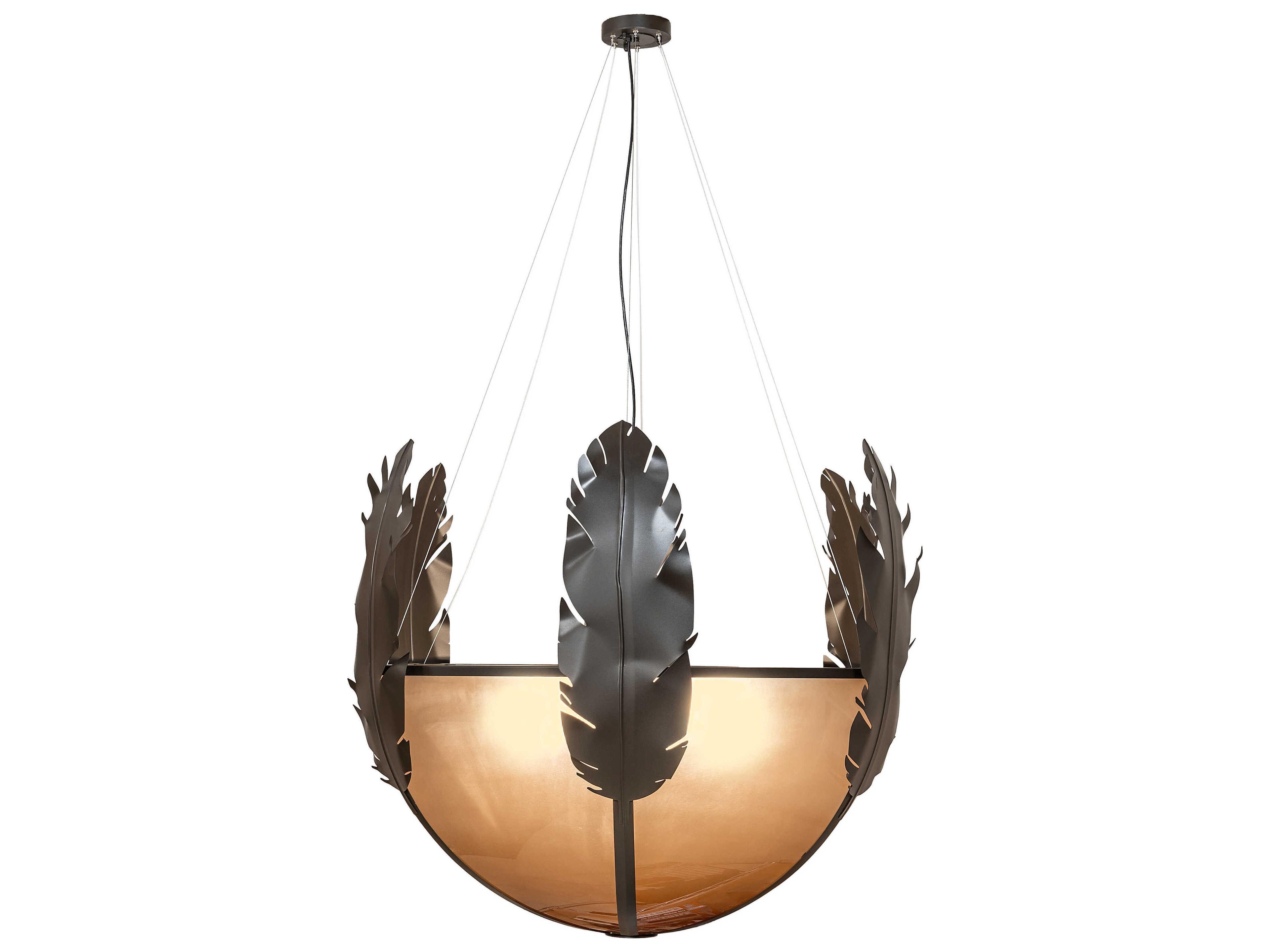 Meyda Feather 8-Light Statuary Bronze Metallic Pendant
