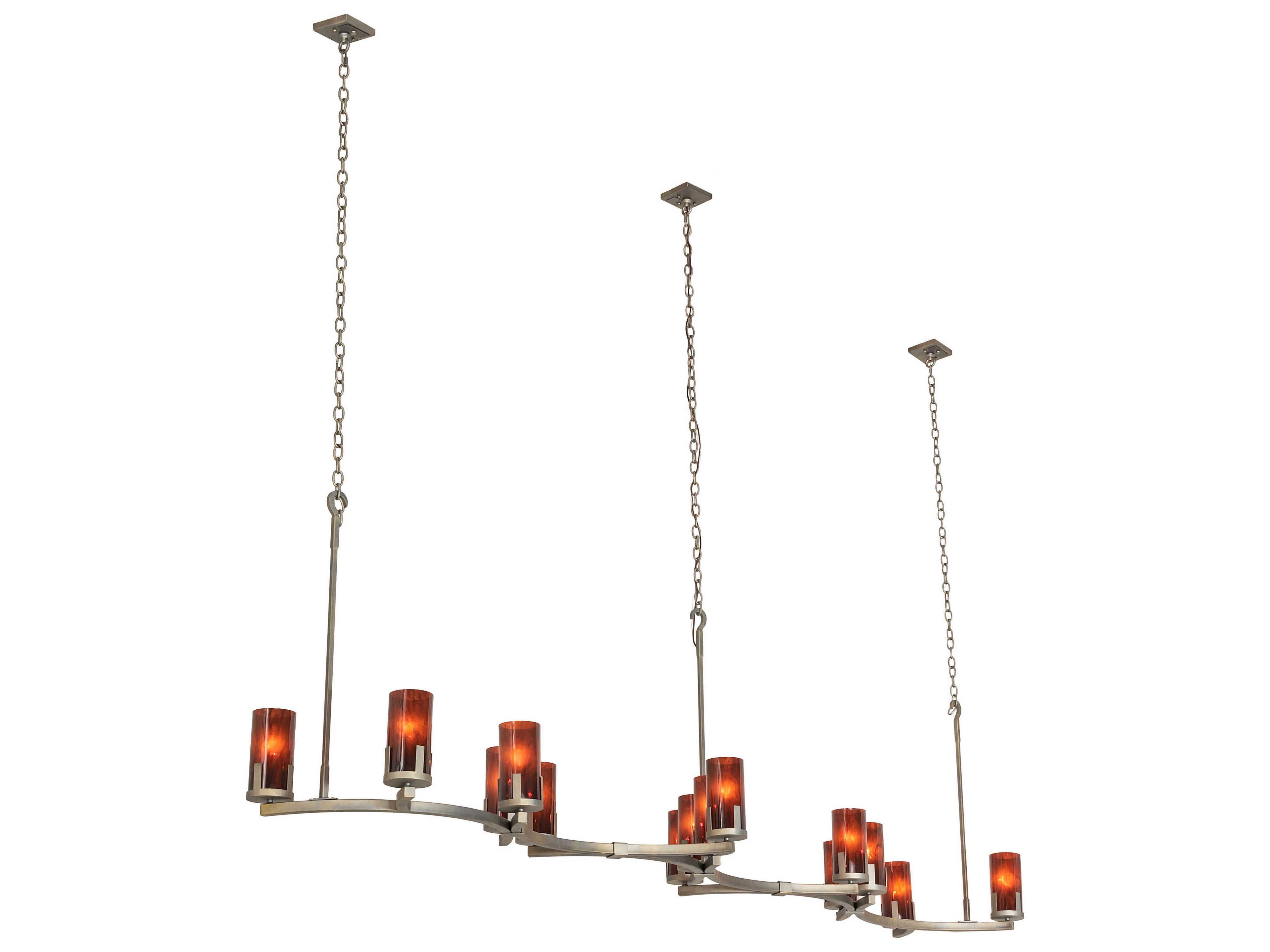 Cero 14-Light Antique Brass Cylinder Island Pendant